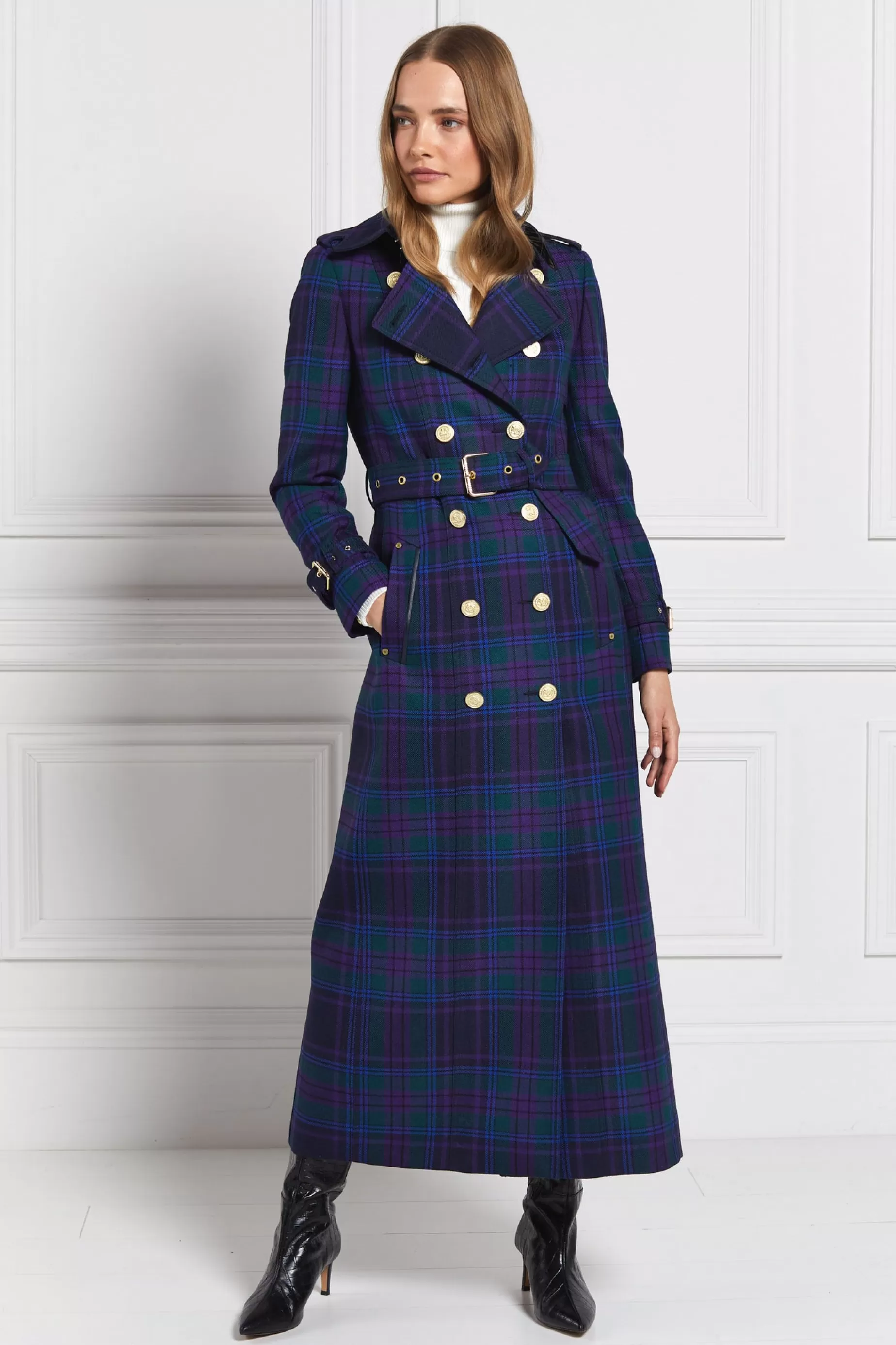 Holland Cooper Coats | In Stock Tailoring>Full Length Marlborough Trench Coat Heather Tartan