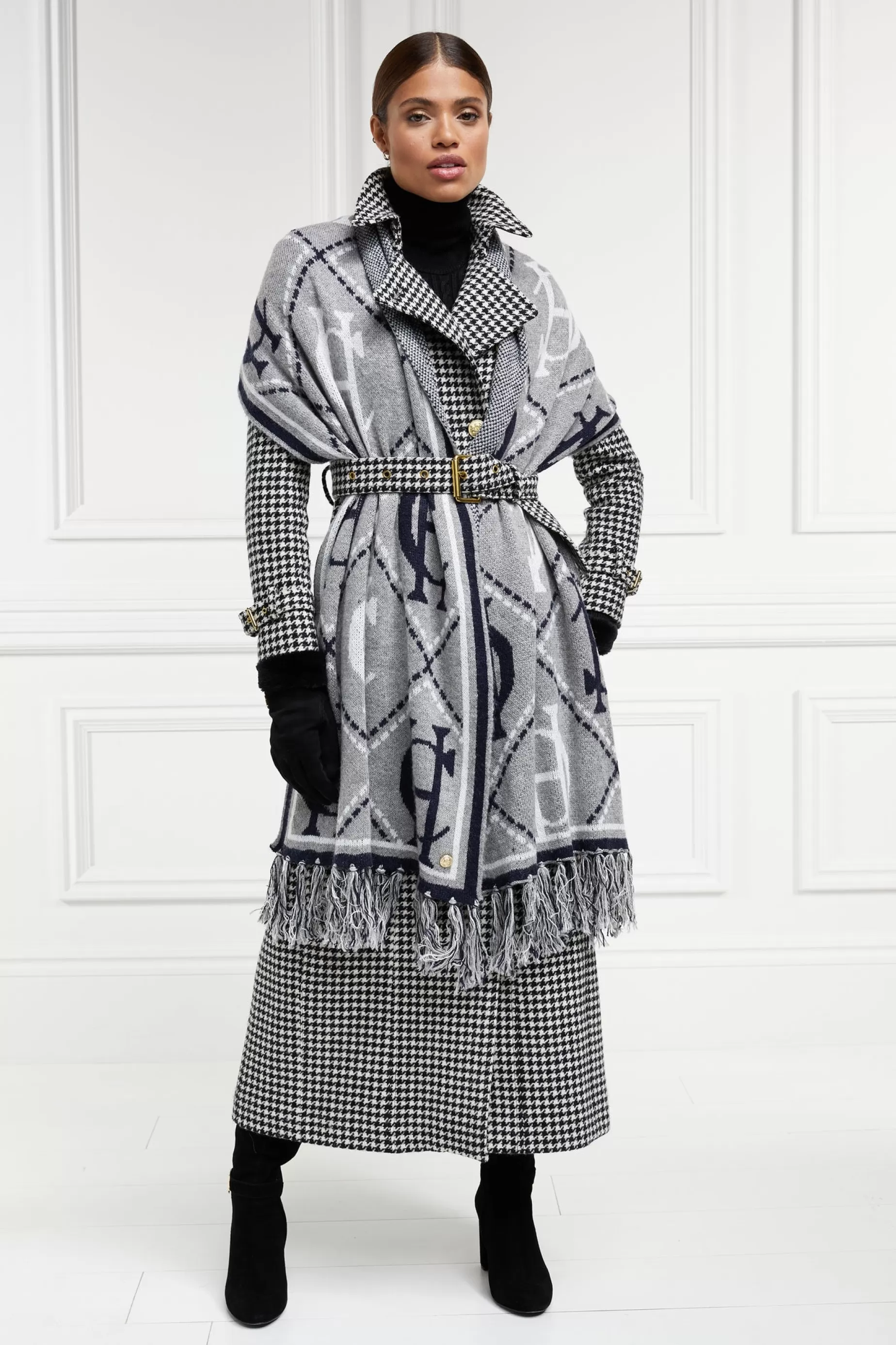 Holland Cooper Trench Coats | Coats>Full Length Marlborough Trench Coat Houndstooth