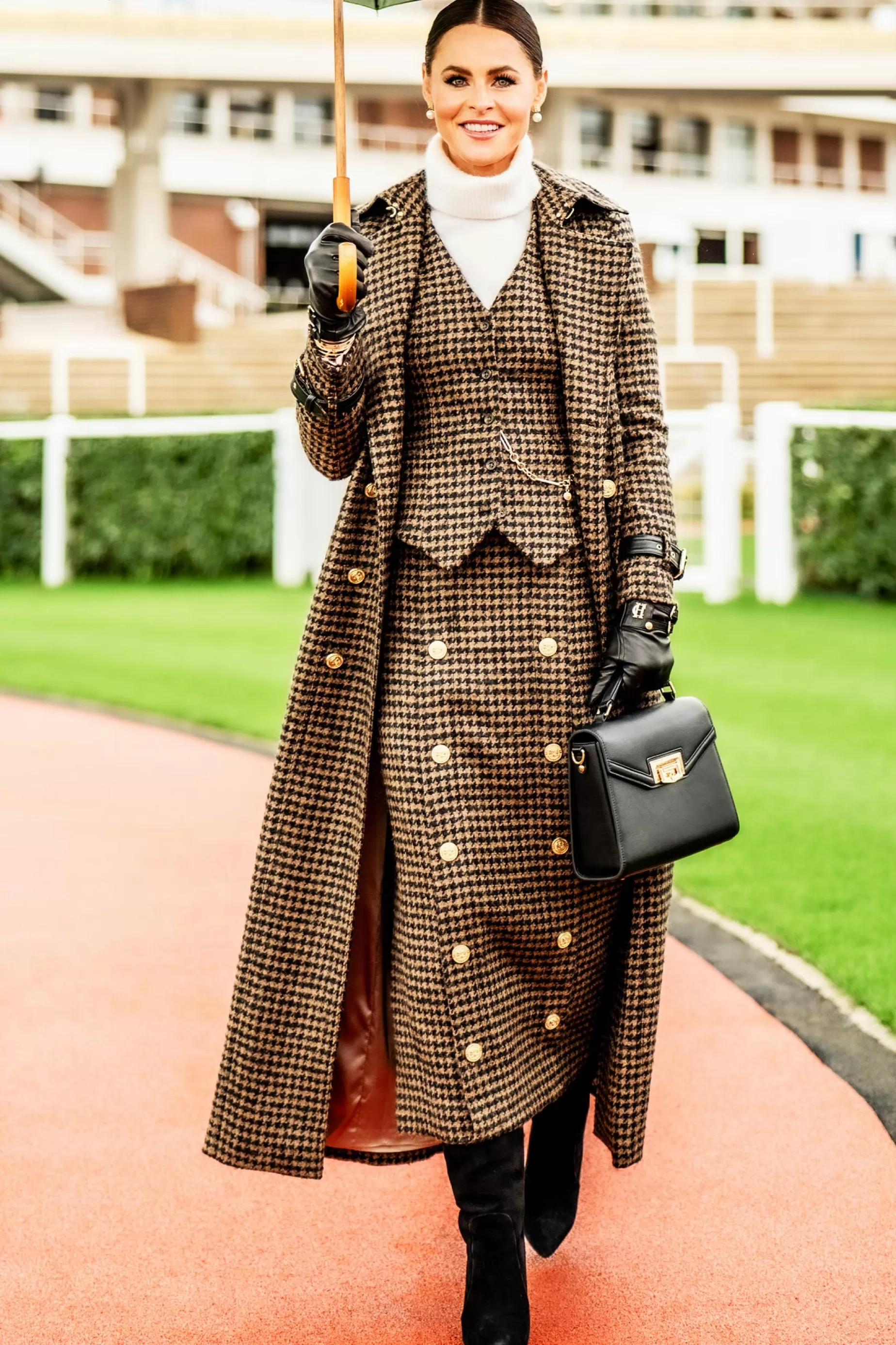 Holland Cooper Trench Coats | Coats>Full Length Marlborough Trench Coat Chocolate Houndstooth