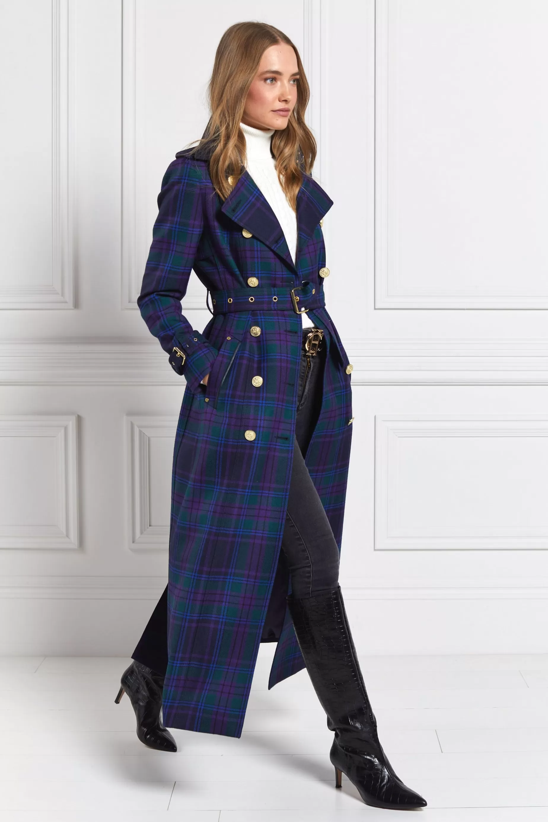 Holland Cooper Coats | In Stock Tailoring>Full Length Marlborough Trench Coat Heather Tartan