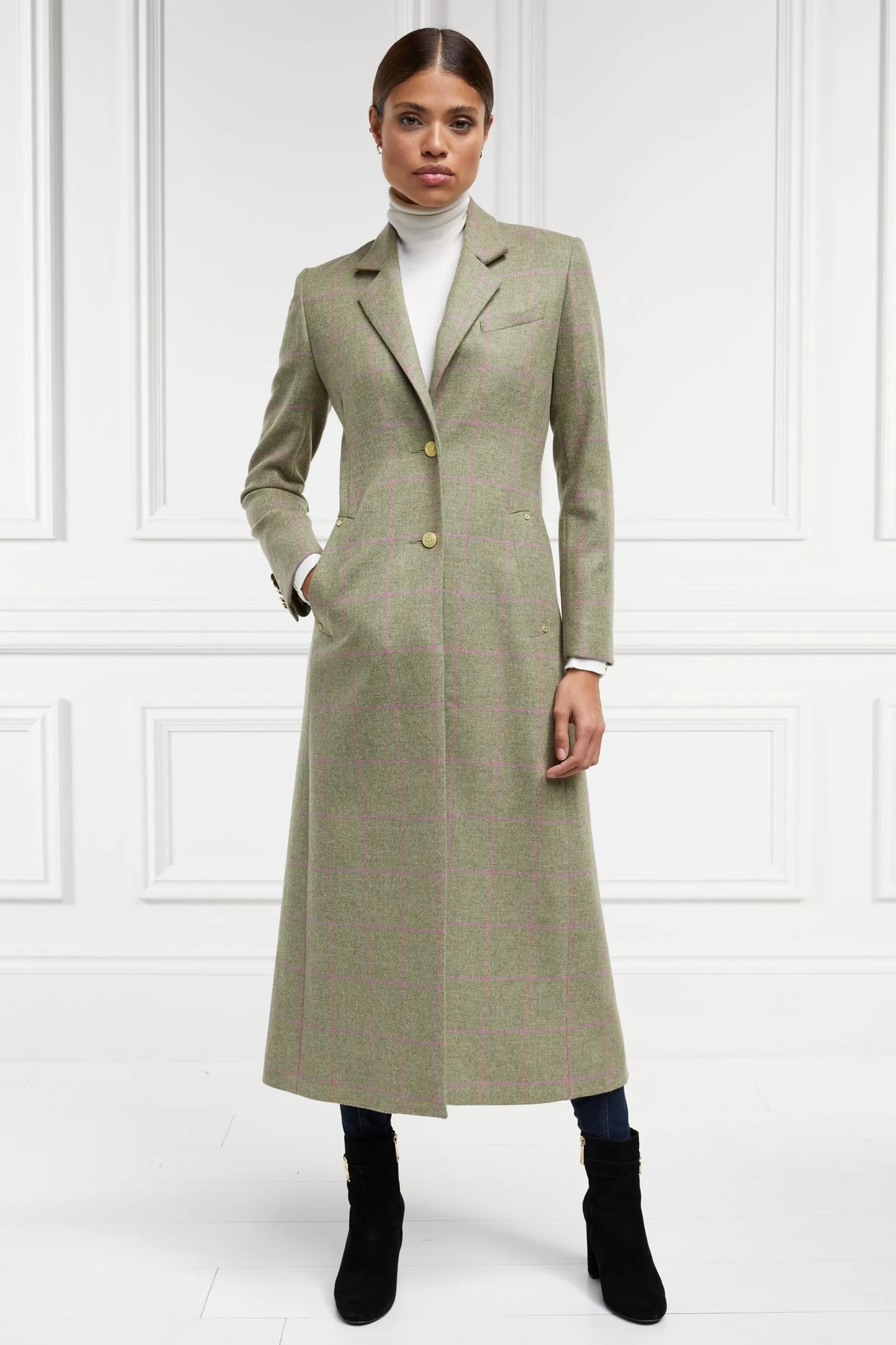 Holland Cooper Coats>Full Length Regency Coat Chartwell Check