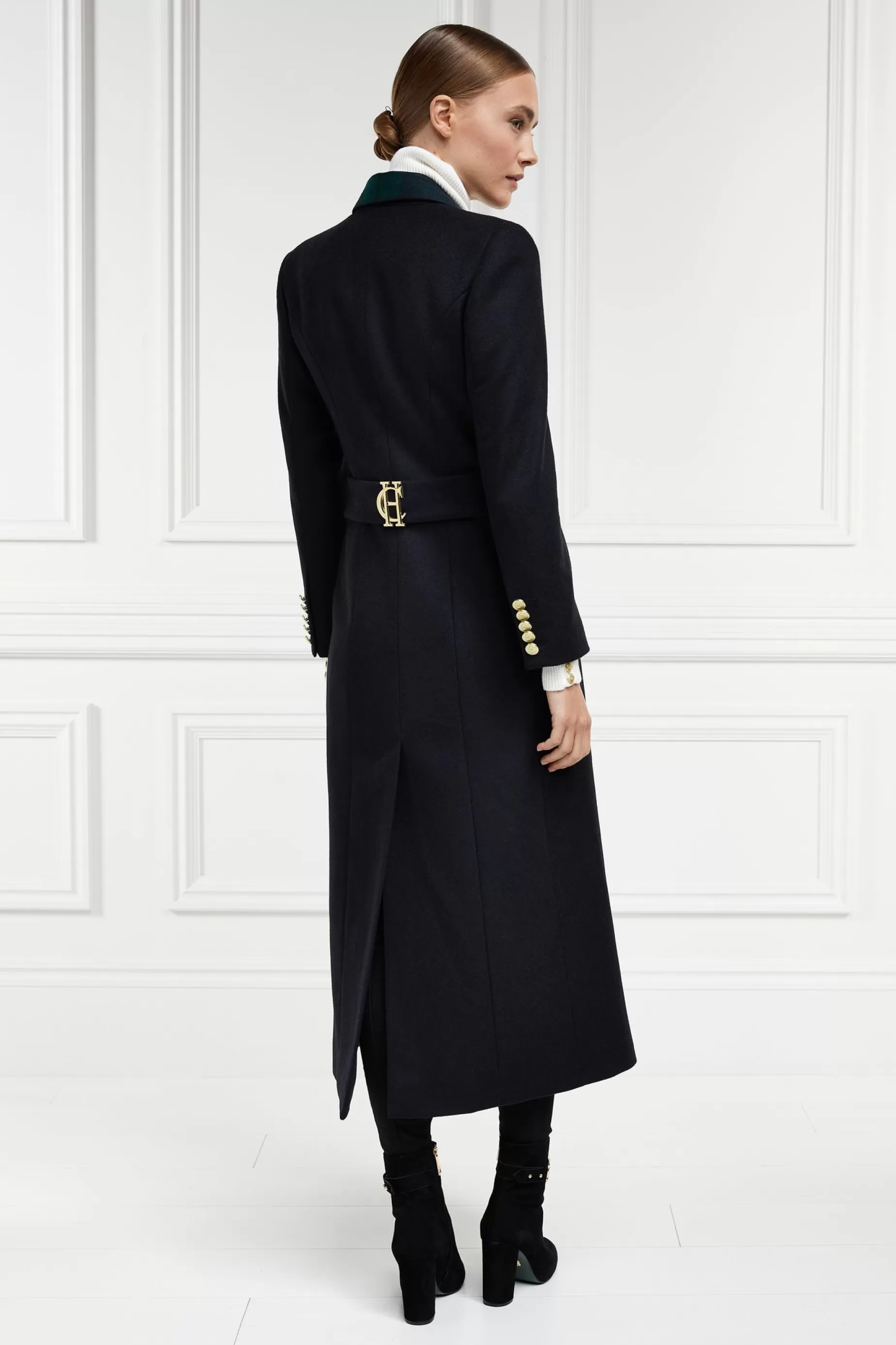 Holland Cooper Coats>Full Length Regency Coat Soft Navy Blackwatch