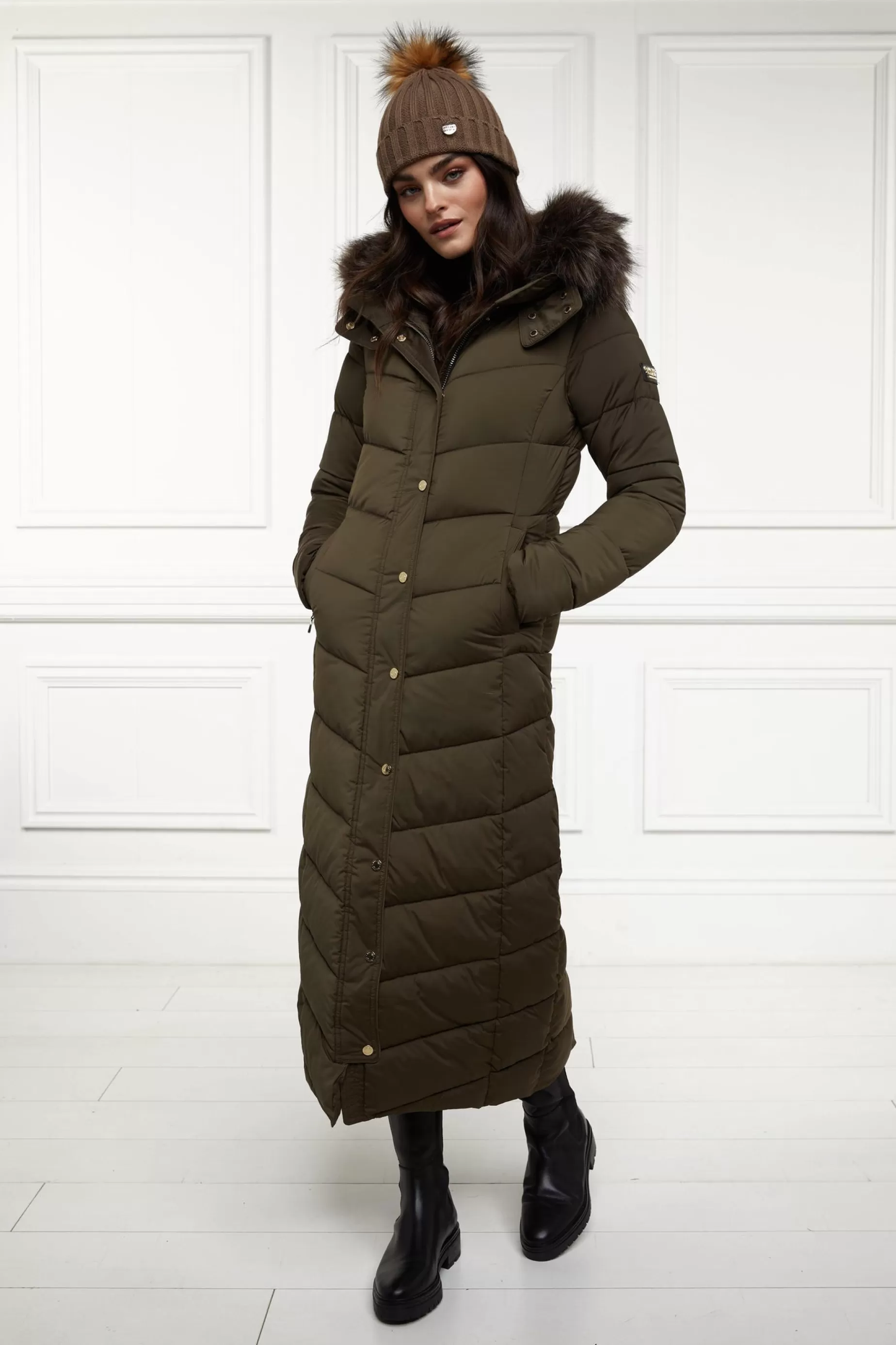 Holland Cooper Coats | The Cosy Collection>Glacier Full Length Puffer Khaki