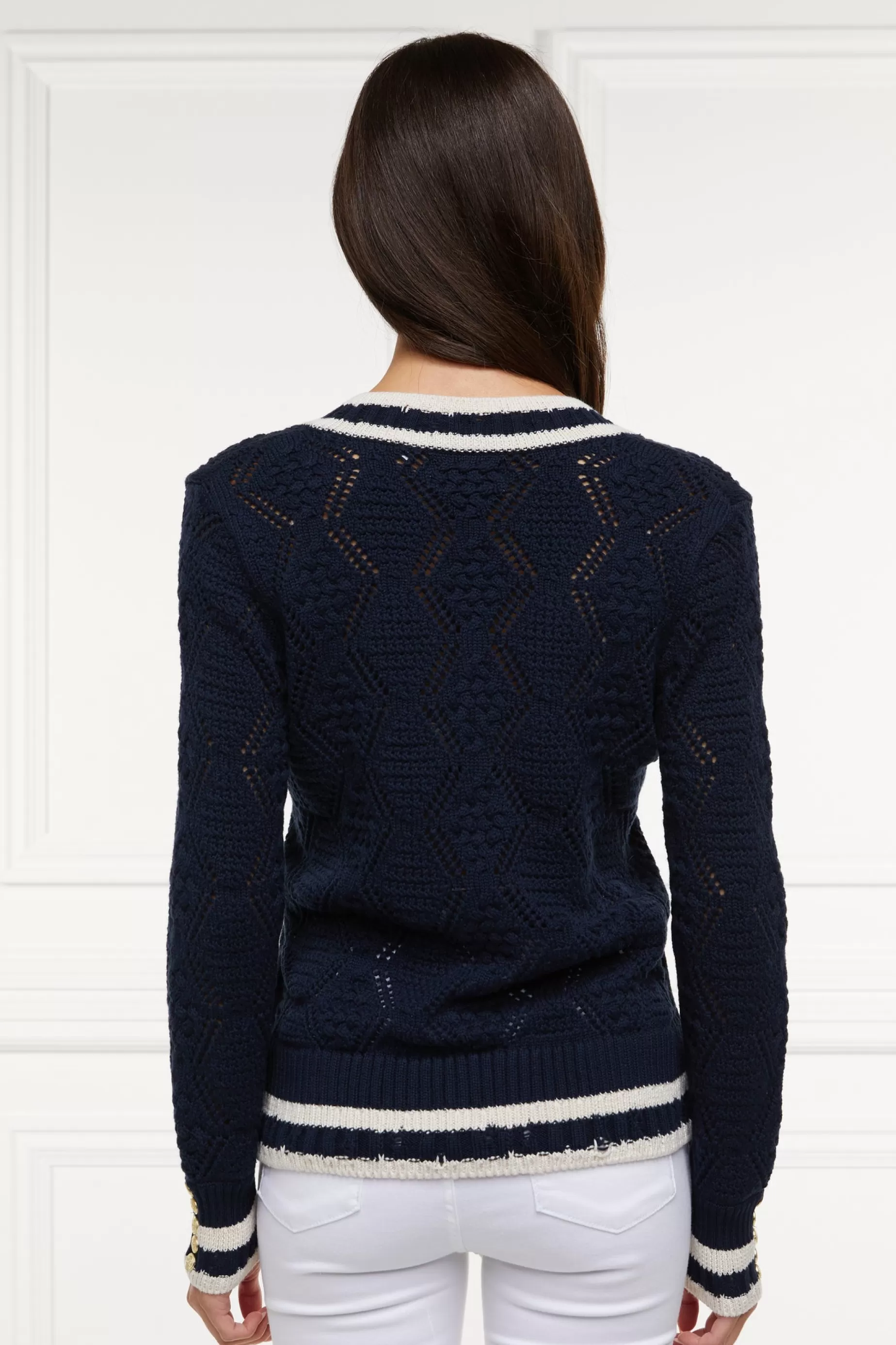 Holland Cooper Knitwear>Harvard V-Neck Knit Ink Navy