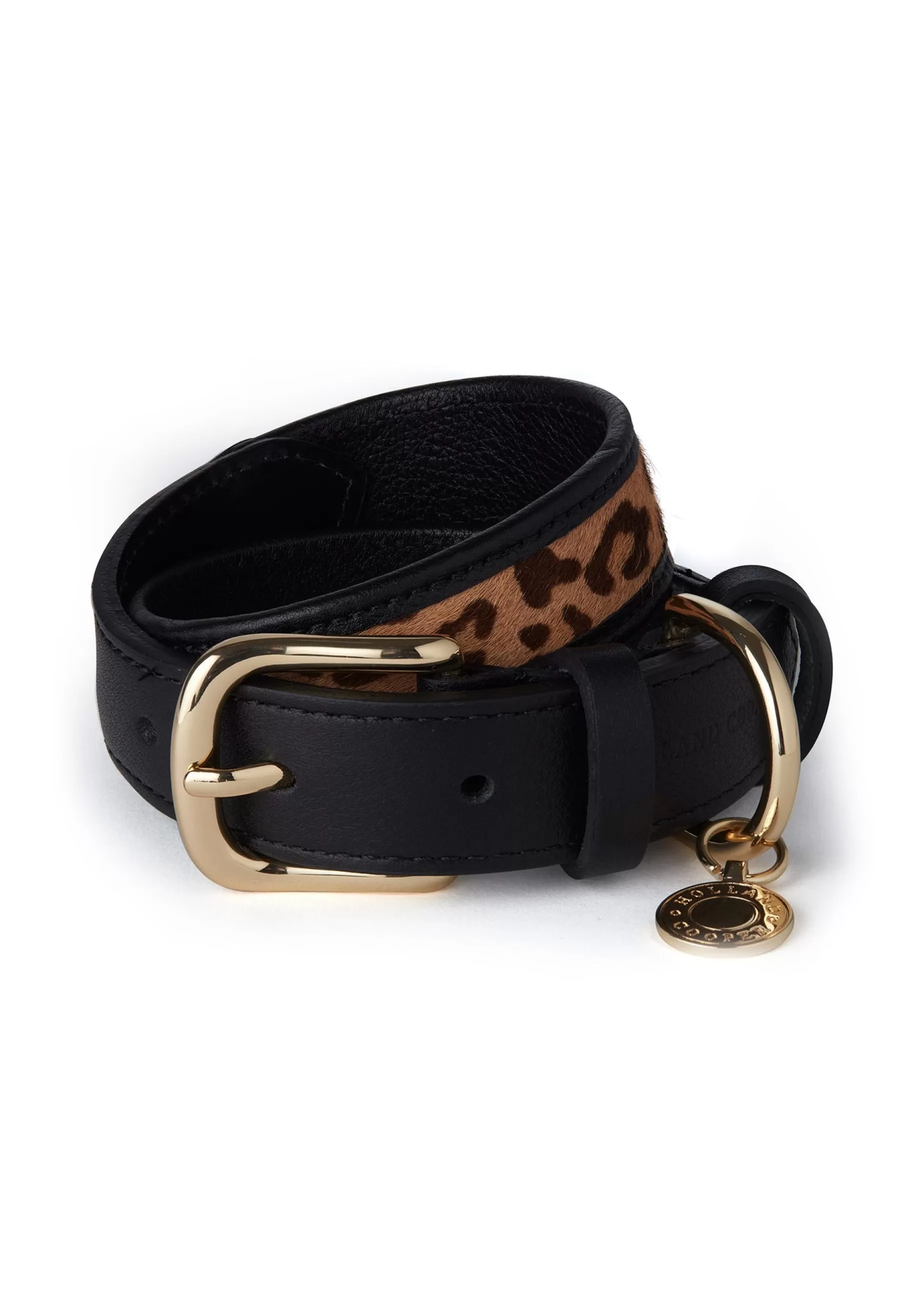 Holland Cooper Dog Collars | Dog Accessories>HC Classic Dog Collar Black & Leopard Pony