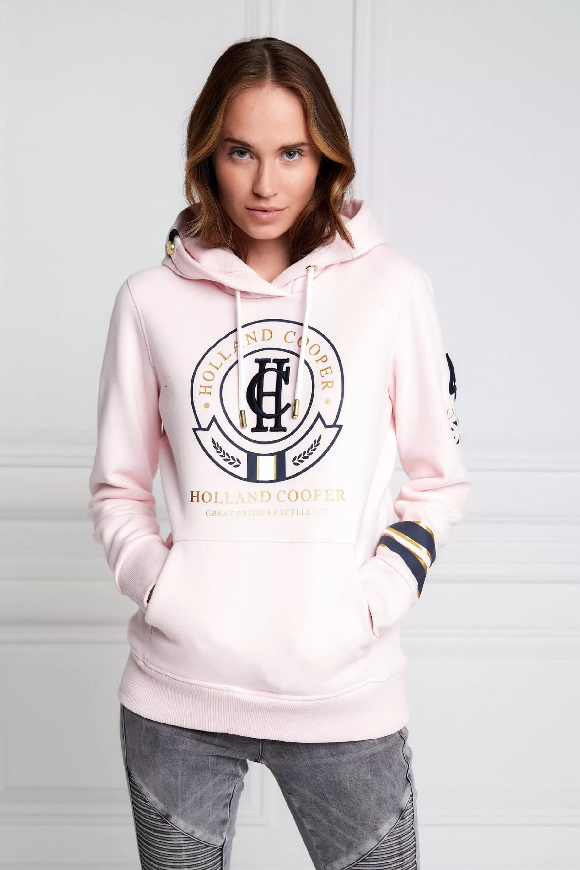 Holland Cooper Hoodies | Equestrian Casualwear>HC Heritage Hoodie Blush Marl