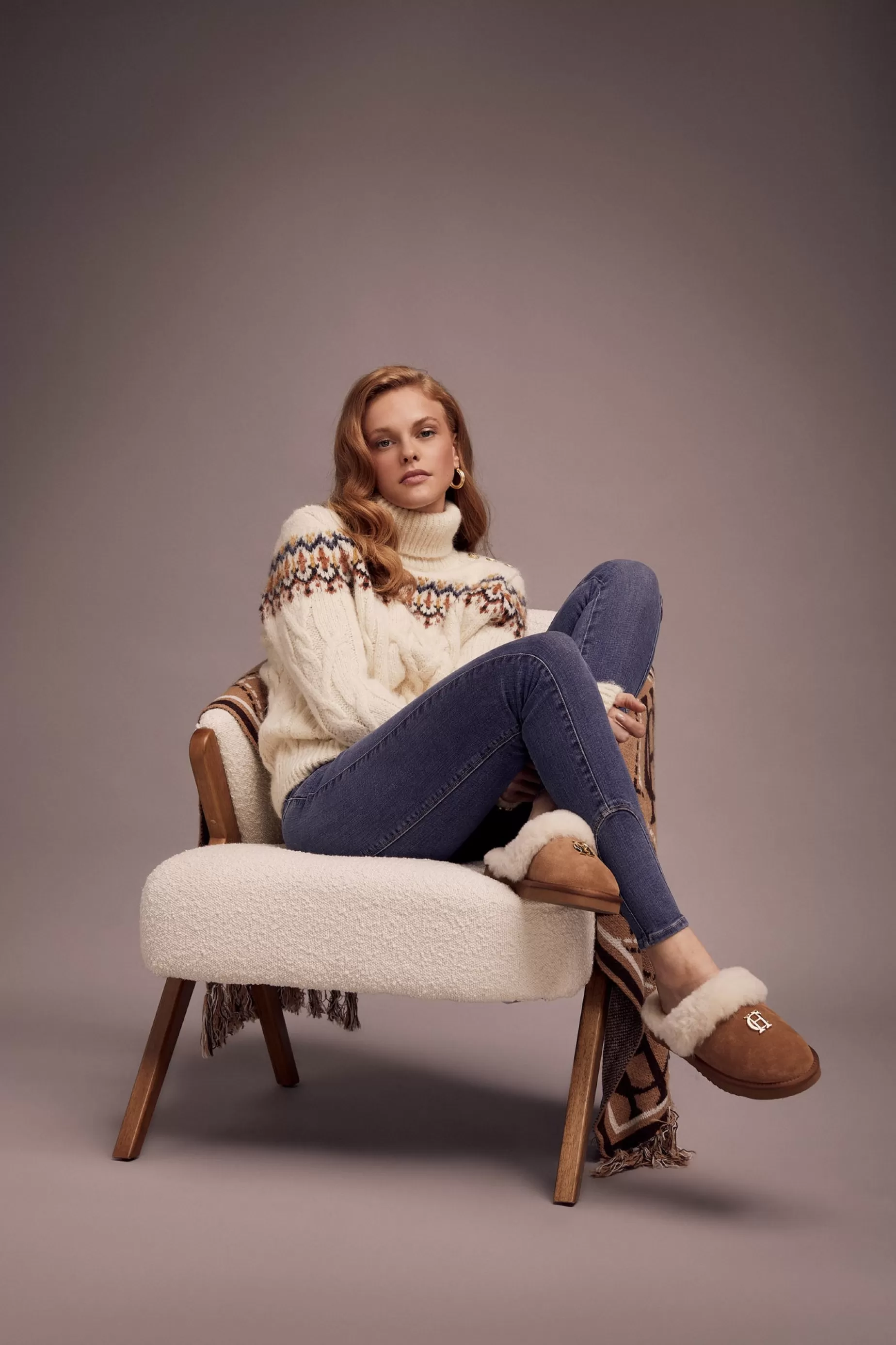 Holland Cooper Gifts For Her | Slippers>HC Shearling Slipper Tan