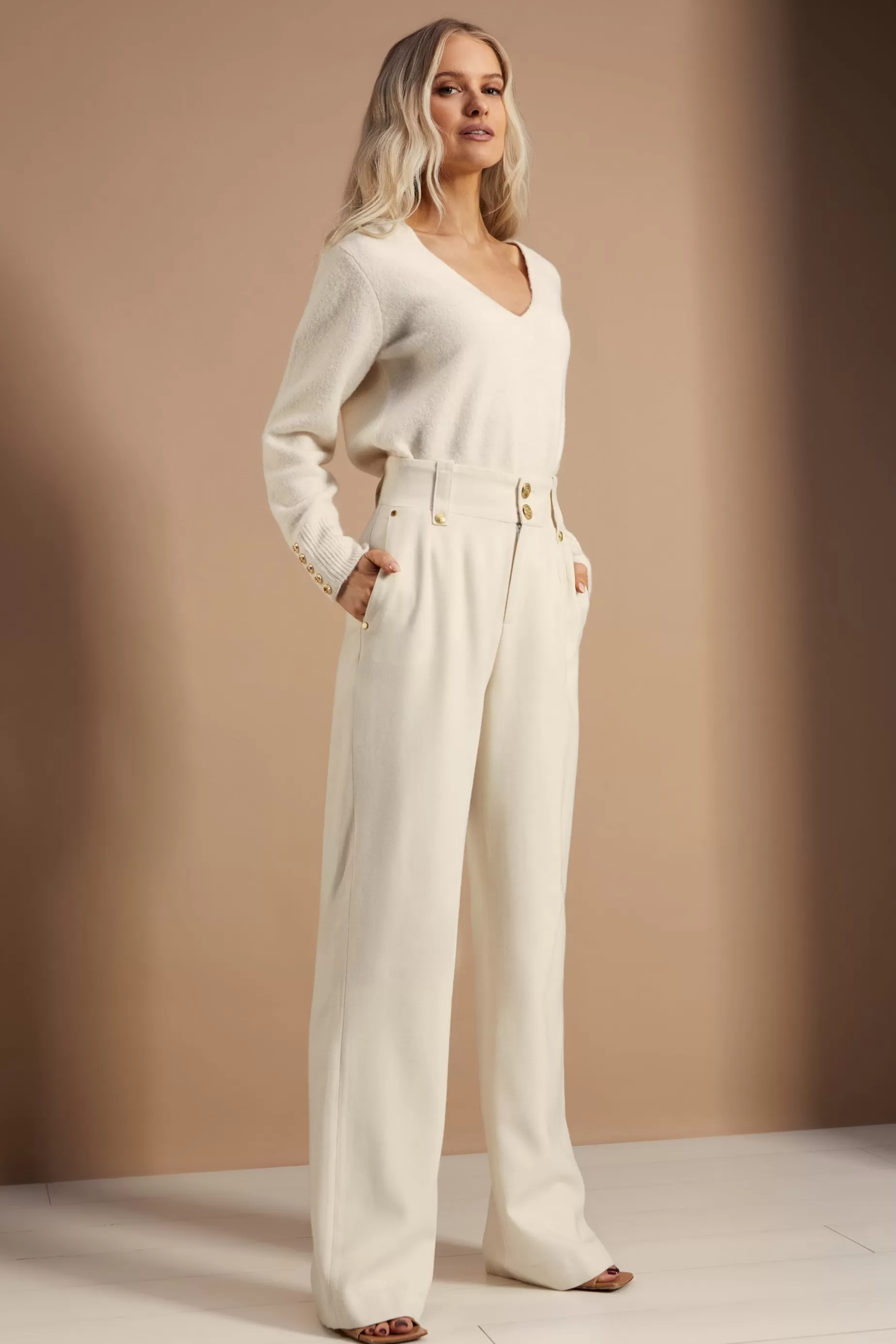 Holland Cooper Trousers | Workwear Wardrobe>High Waisted Straight Trouser Ivory