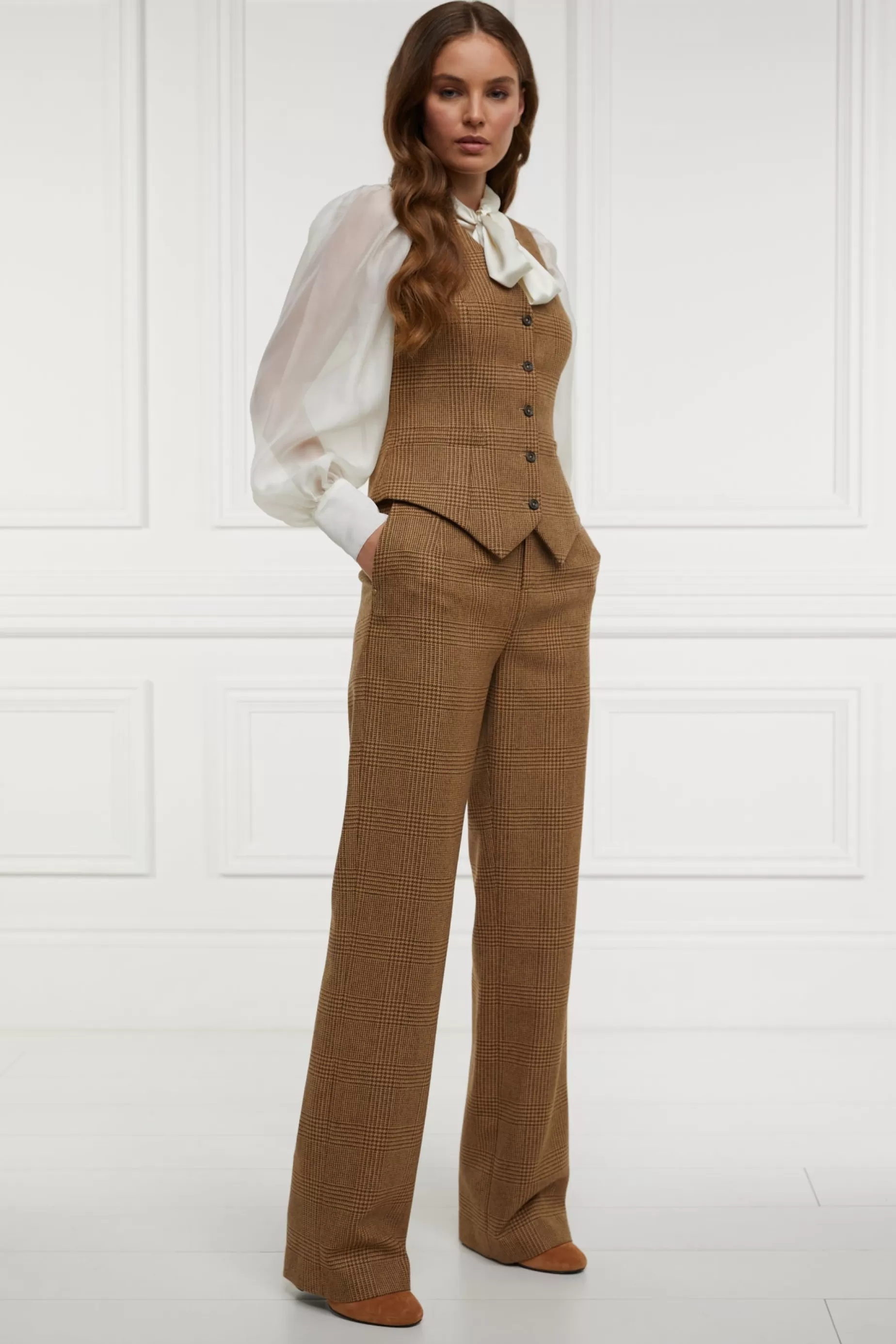 Holland Cooper Trousers>High Waisted Straight Trouser Tawny