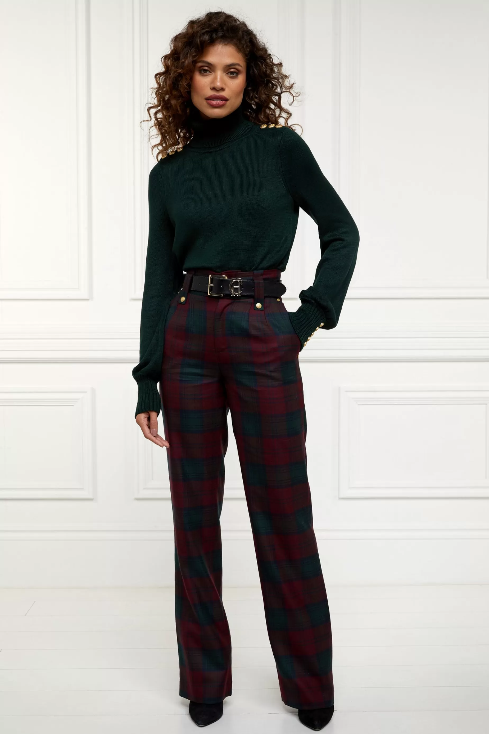 Holland Cooper In Stock Tailoring | Trousers>High Waisted Straight Trouser Mulberry Tartan