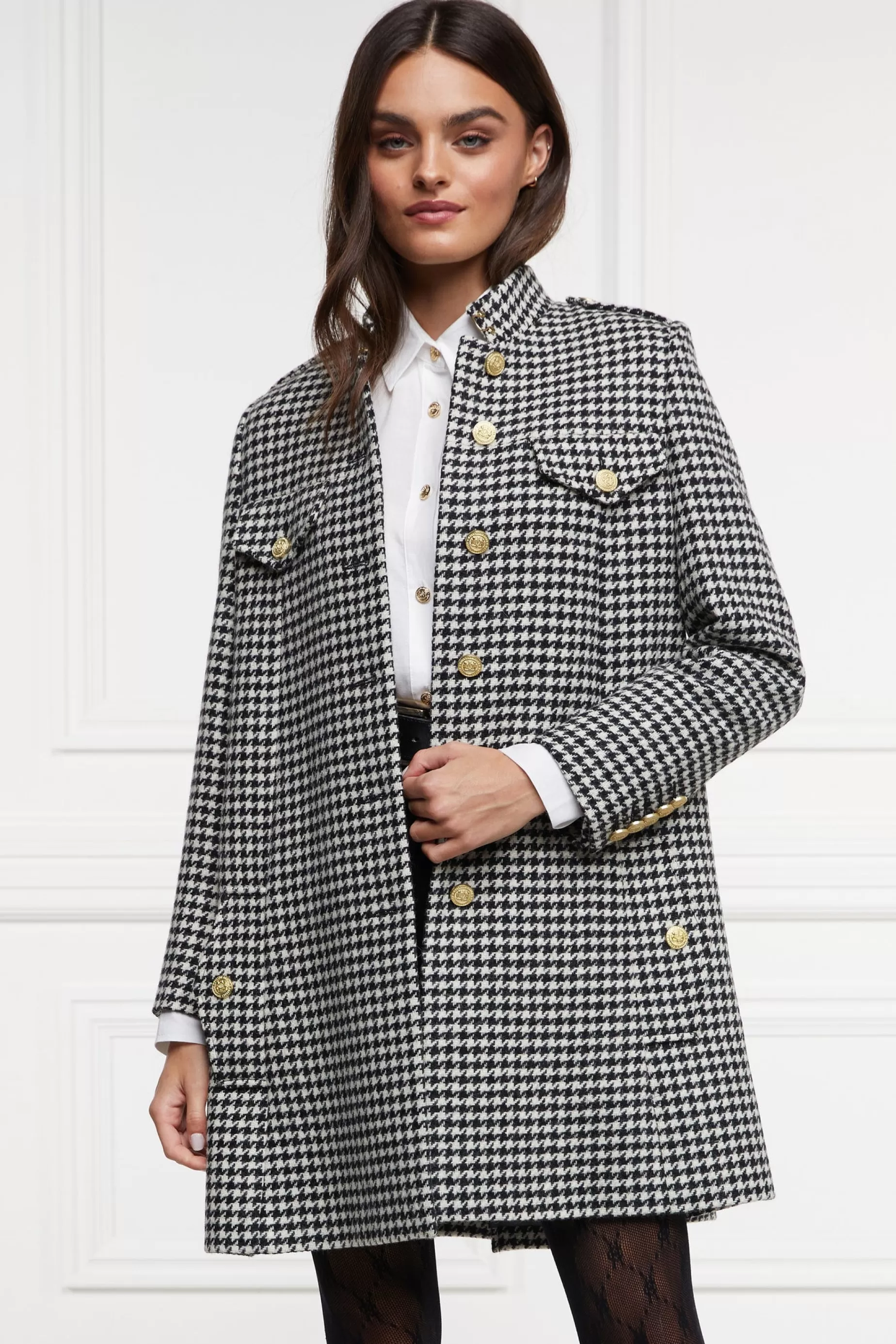 Holland Cooper Capes | Coats>Highbury Cape Coat Houndstooth