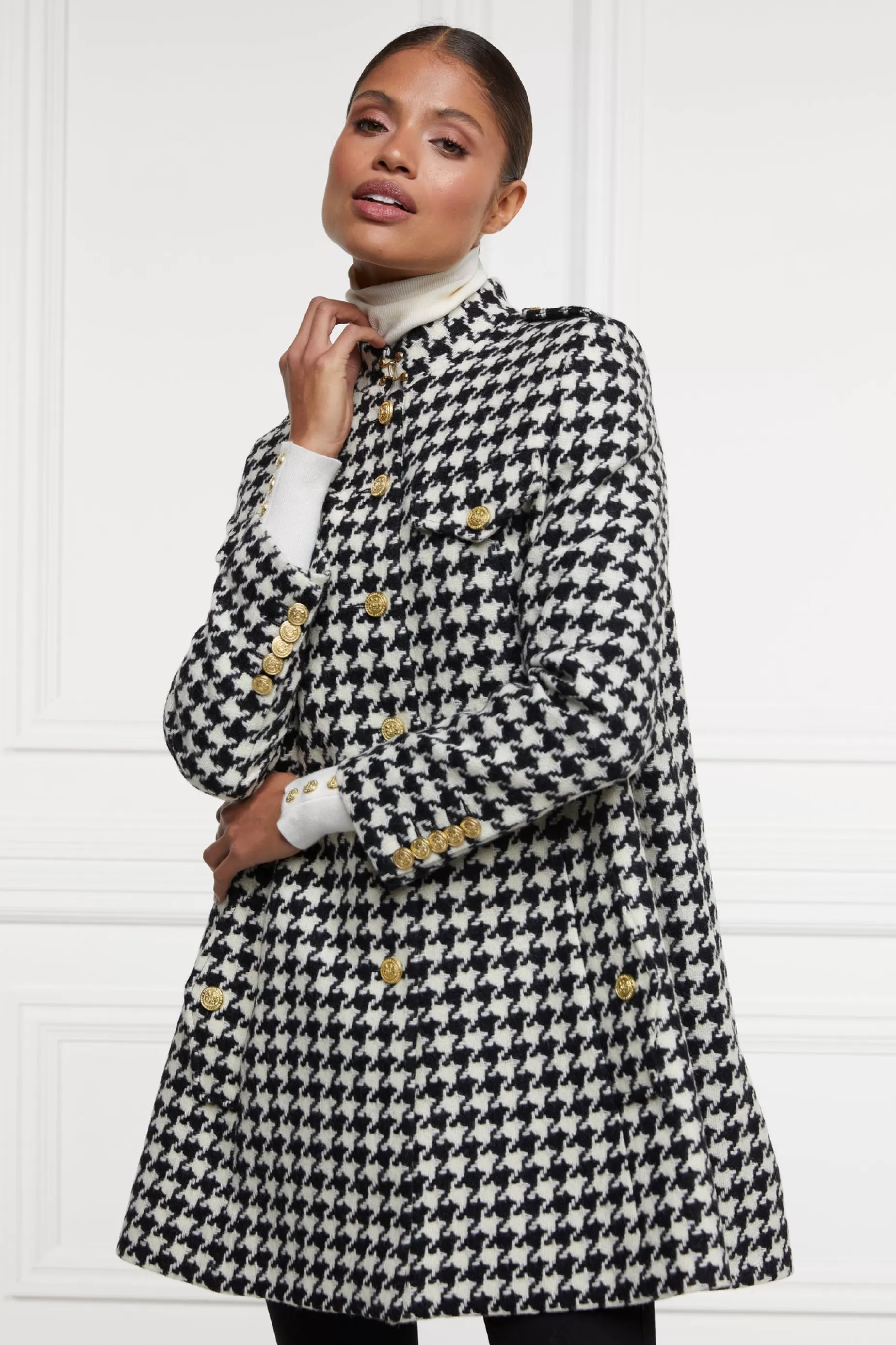 Holland Cooper Capes | Coats>Highbury Cape Coat Large Scale Houndstooth