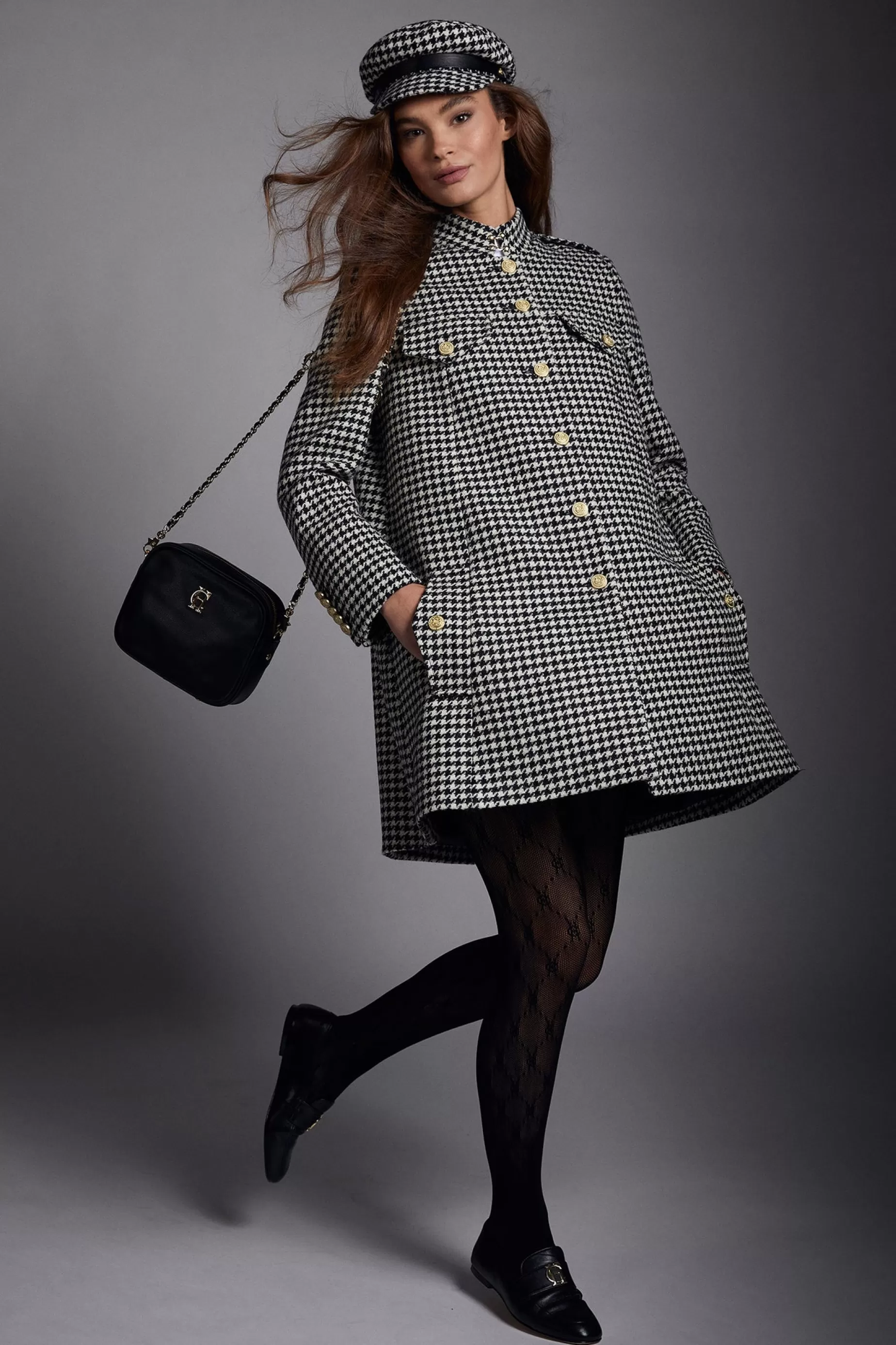 Holland Cooper Capes | Coats>Highbury Cape Coat Houndstooth