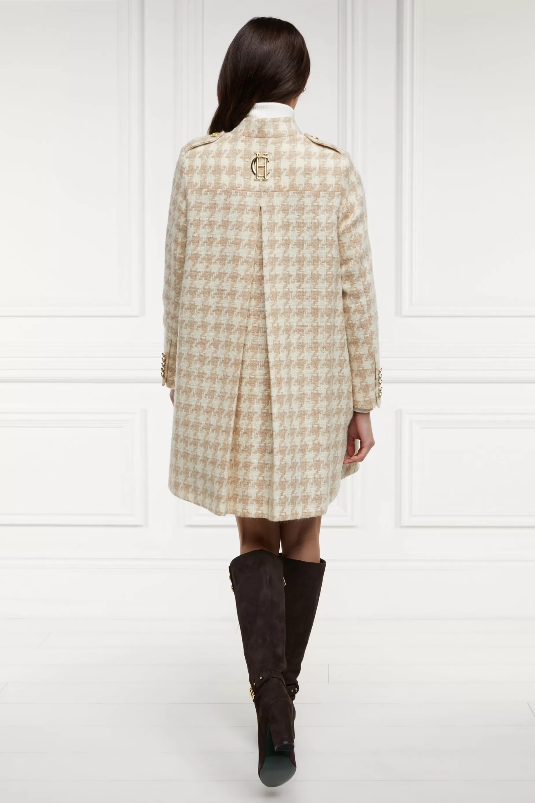 Holland Cooper Gifts For Her | Capes>Highbury Cape Coat Camel Houndstooth