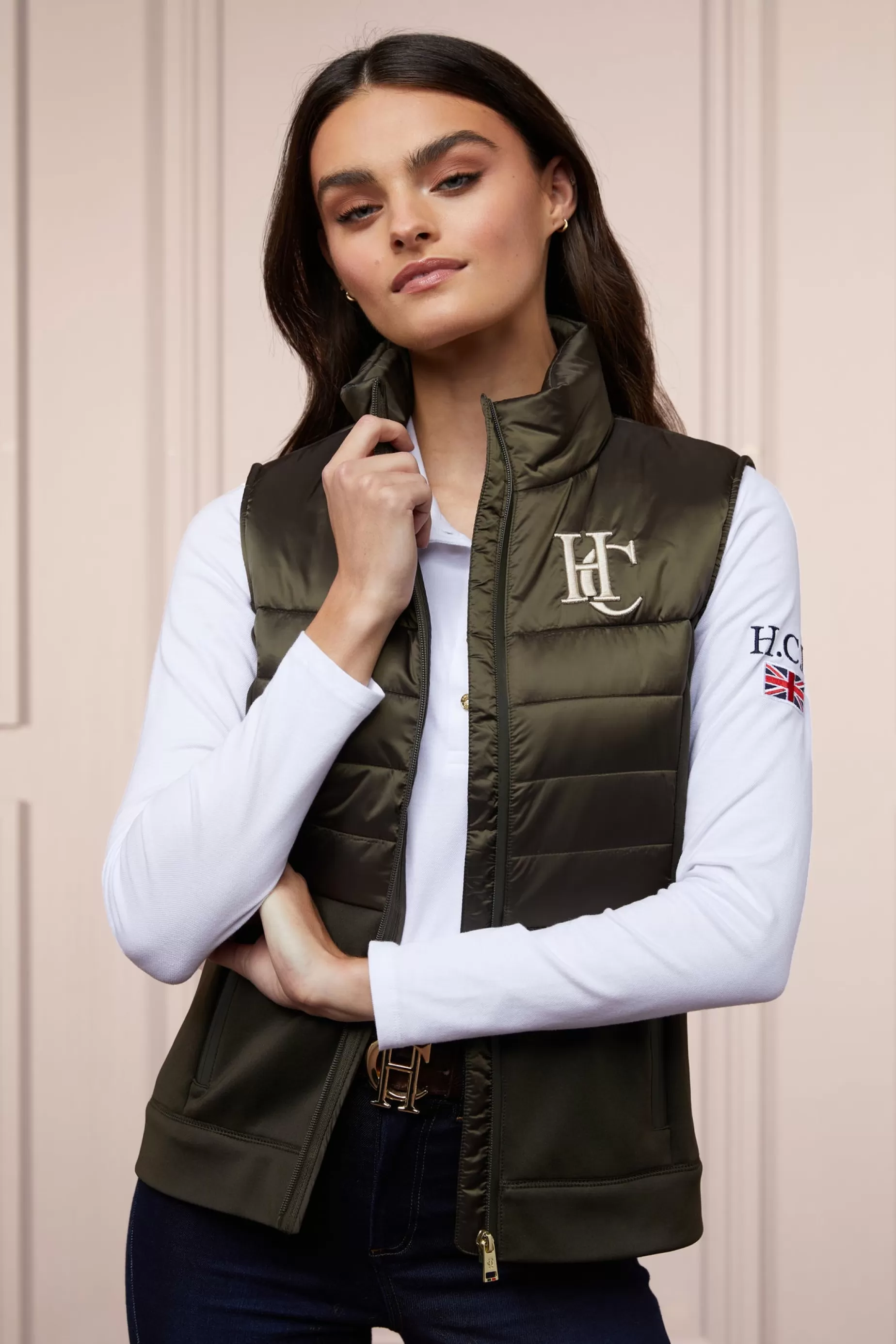 Holland Cooper Gilets | Shop By Product>Hybrid Gilet Khaki