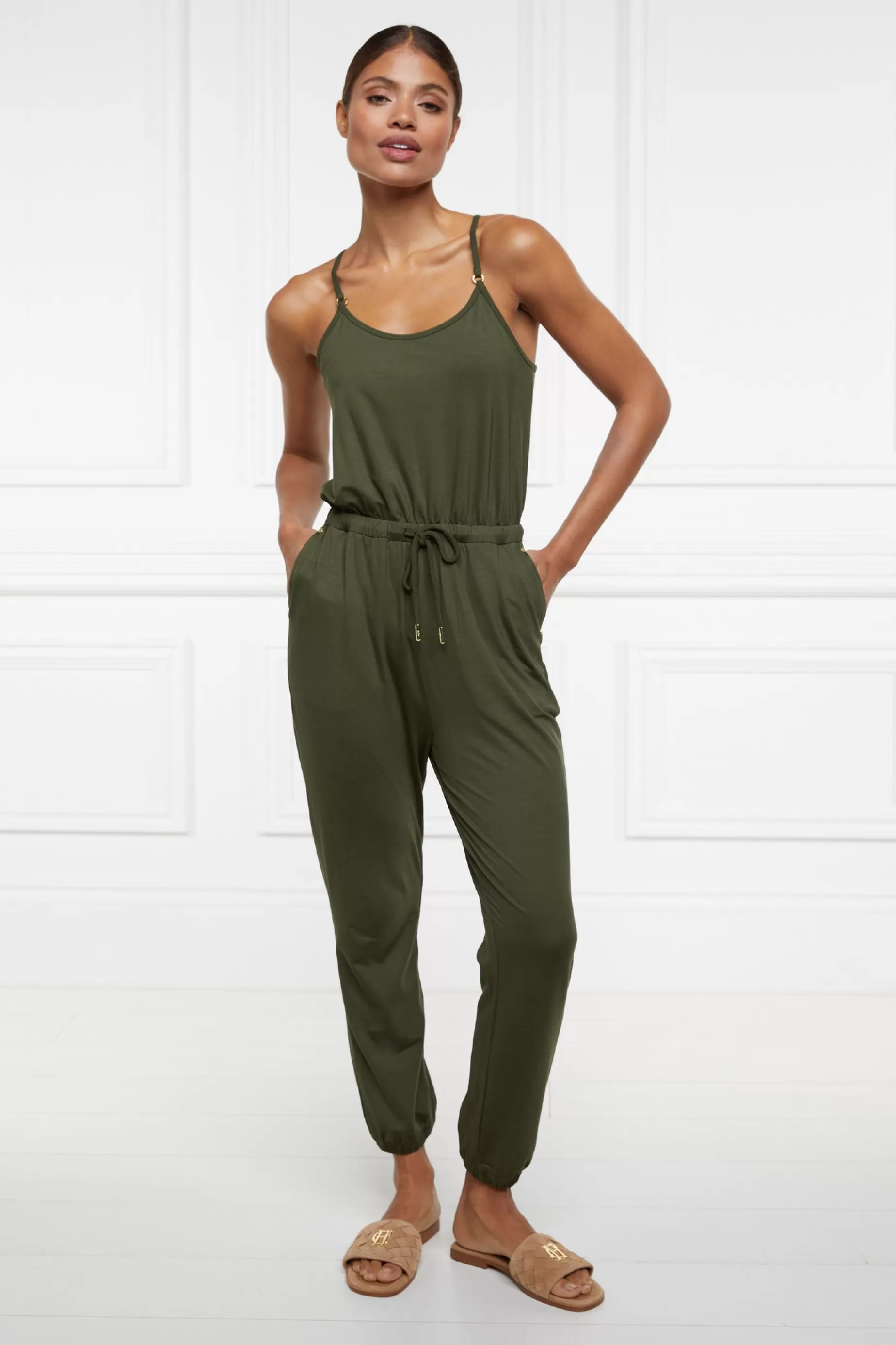 Holland Cooper Shop By Product | Jumpsuits>Iconic Jersey Jumpsuit Khaki