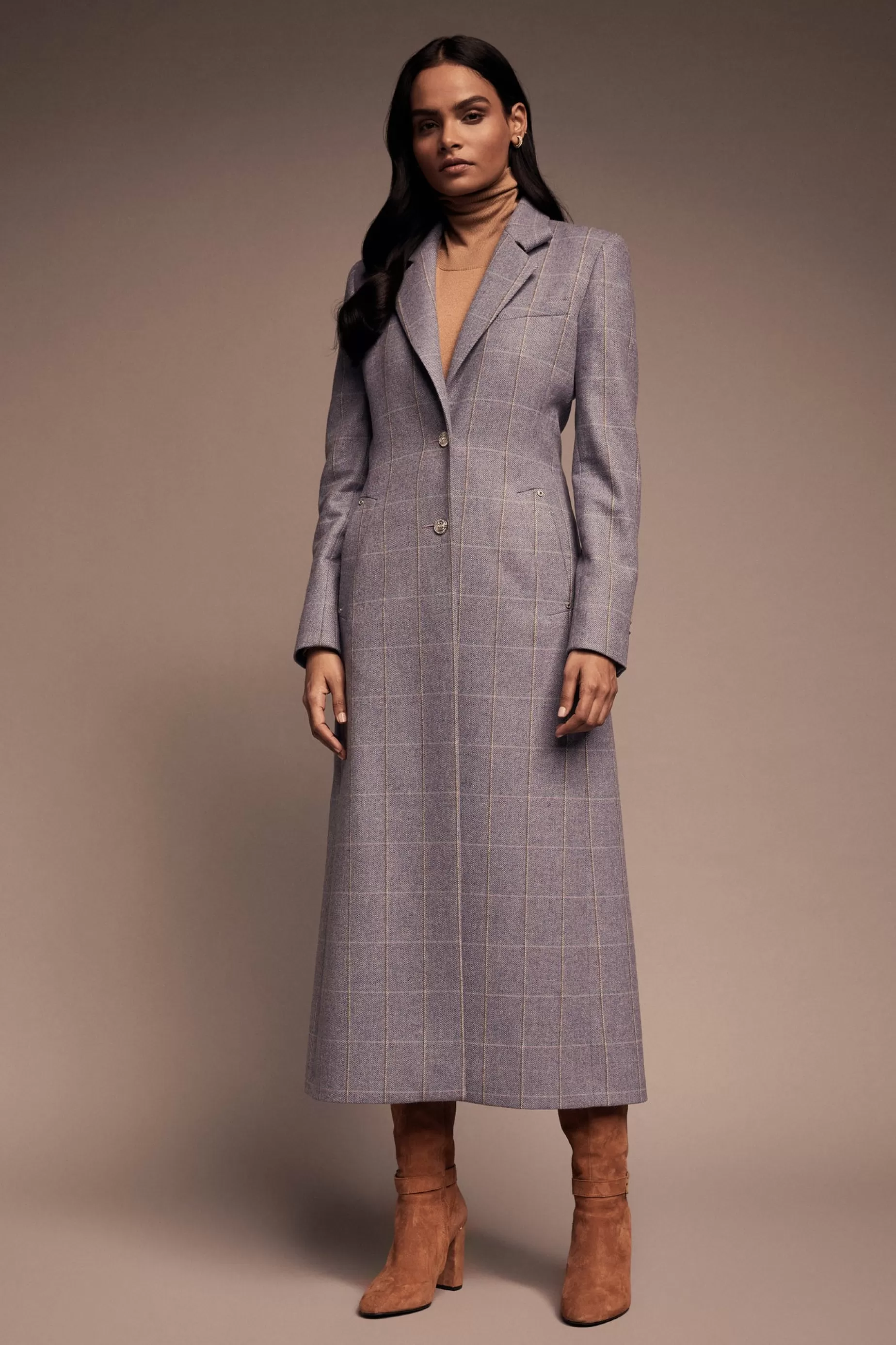 Holland Cooper Coats>Jubilee Longline Regency Coat Lavender