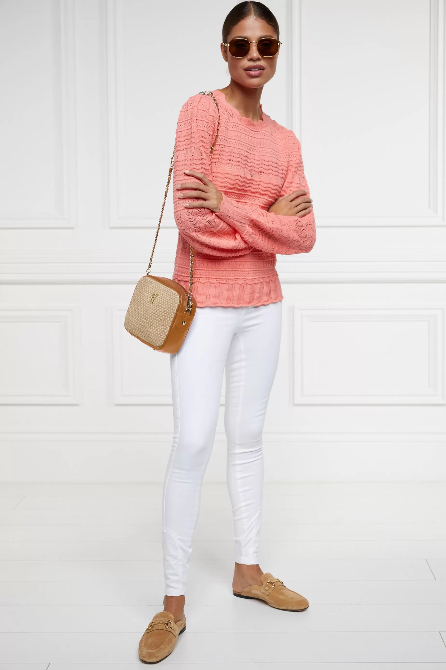 Holland Cooper Knitwear | Shop By Product>Kelsie Pointelle Knit Coral