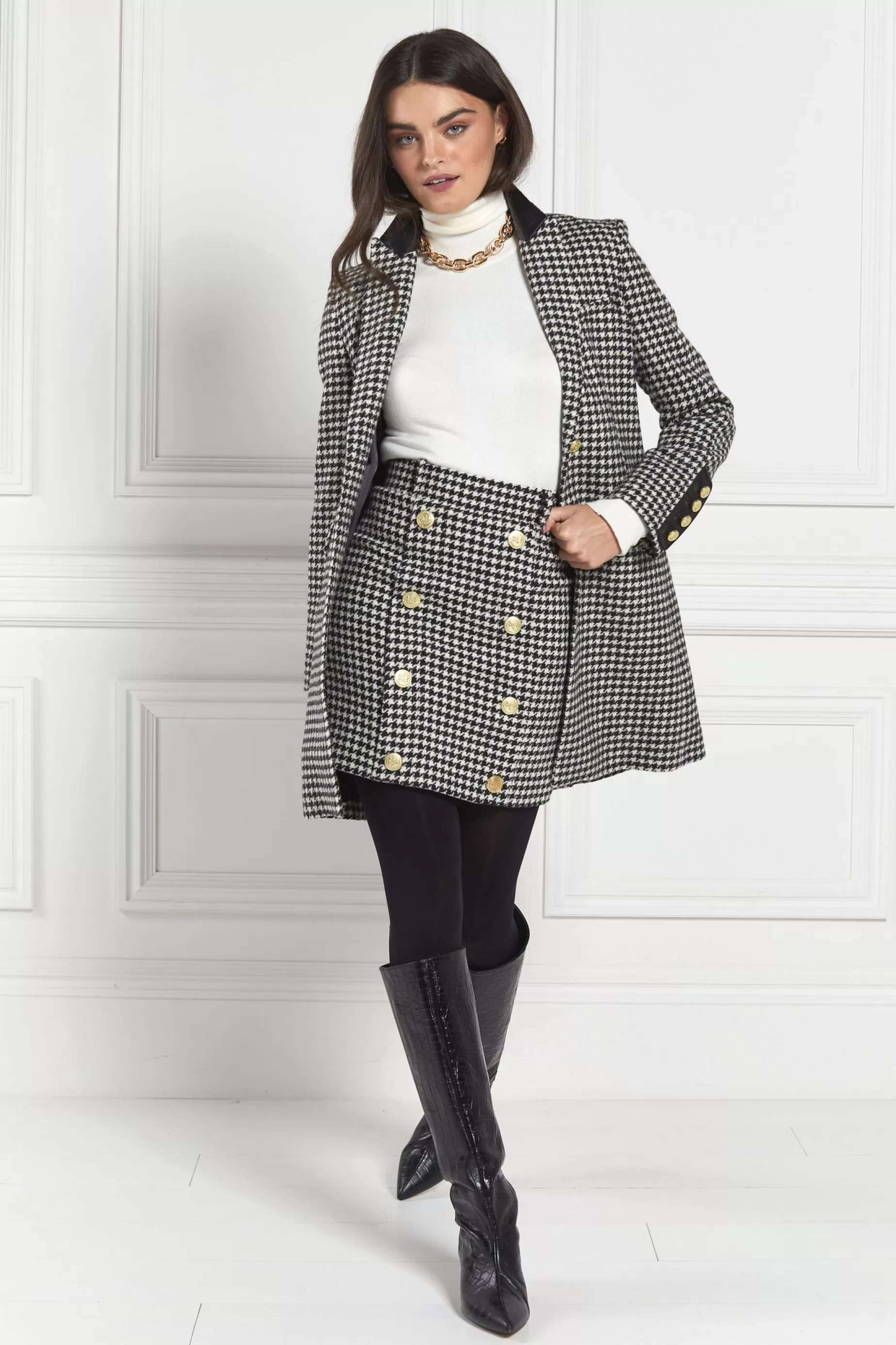 Holland Cooper Coats>Kempton Coat Houndstooth