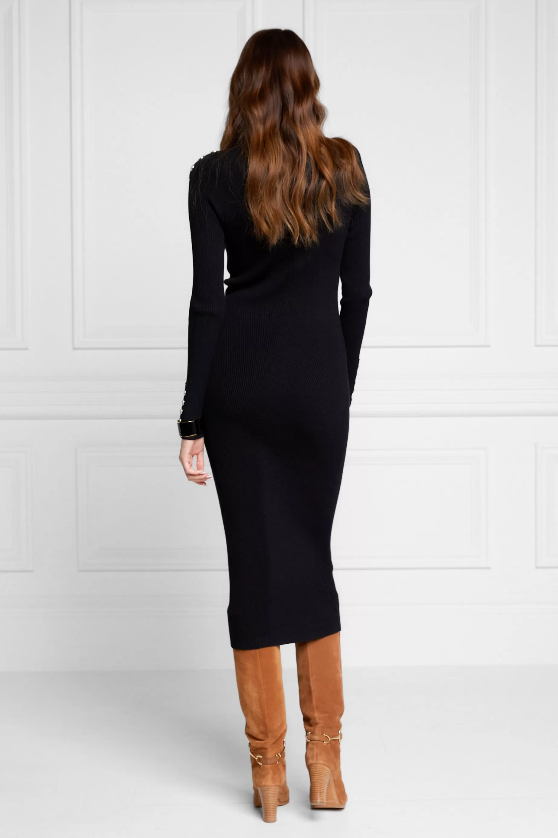 Holland Cooper Dresses | Knitwear>Kensington Midi Jumper Dress Black