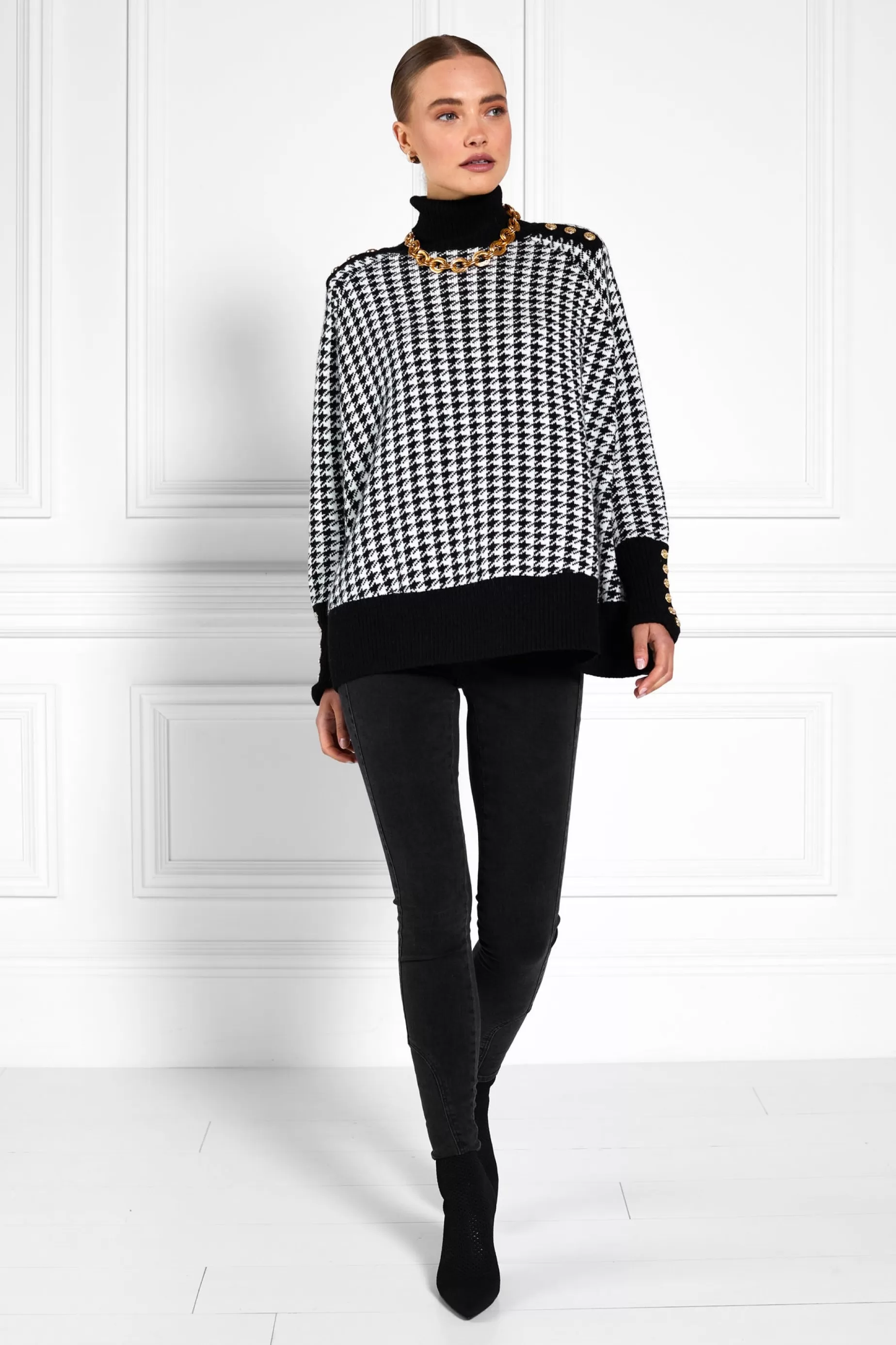 Holland Cooper Knitwear | Bump Friendly Collection>Kingsbury Cape Knit Houndstooth