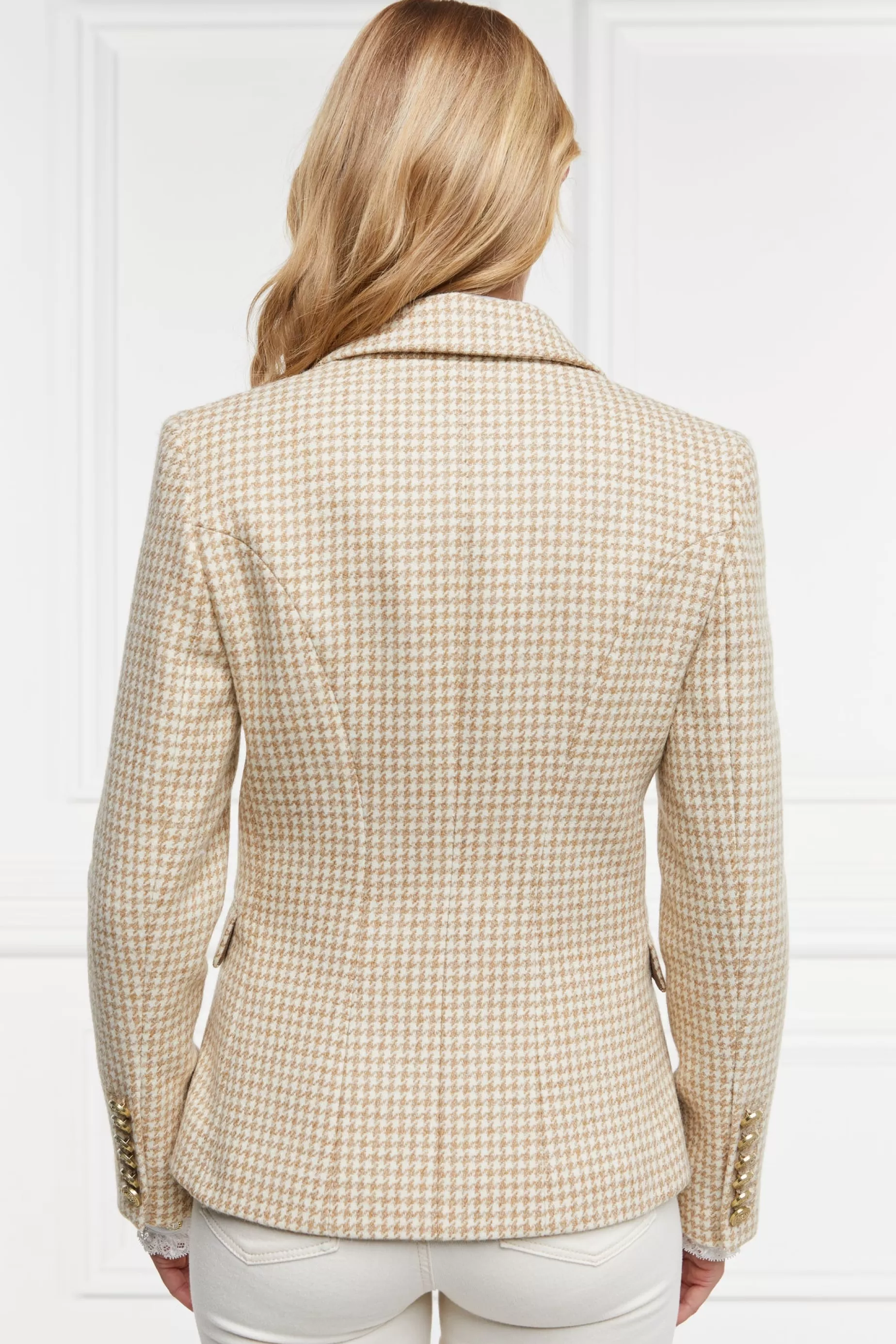 Holland Cooper Blazers | Back In Stock>Knightsbridge Blazer Camel Puppy Tooth