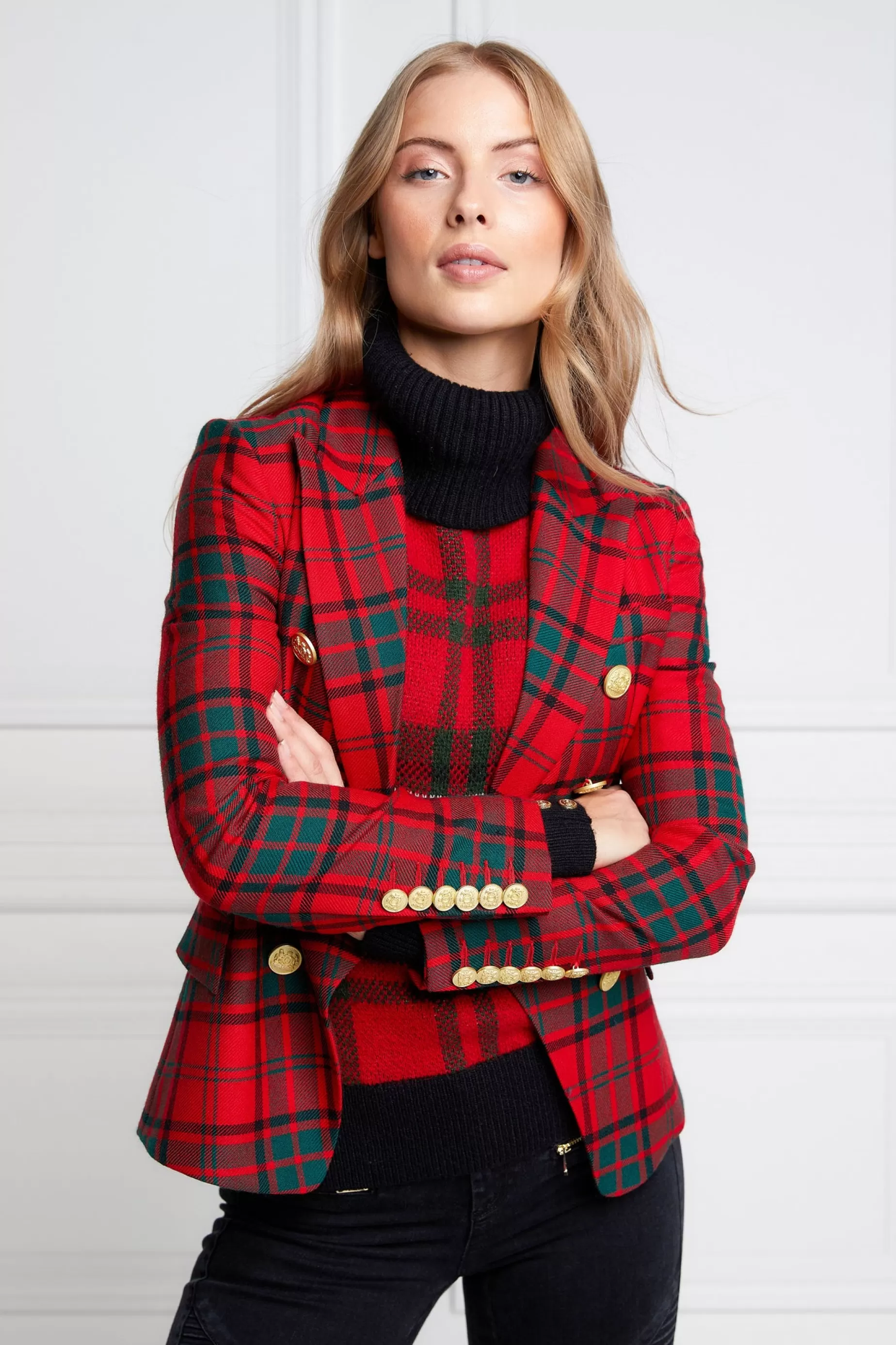 Holland Cooper Blazers | In Stock Tailoring>Knightsbridge Blazer Red Tartan