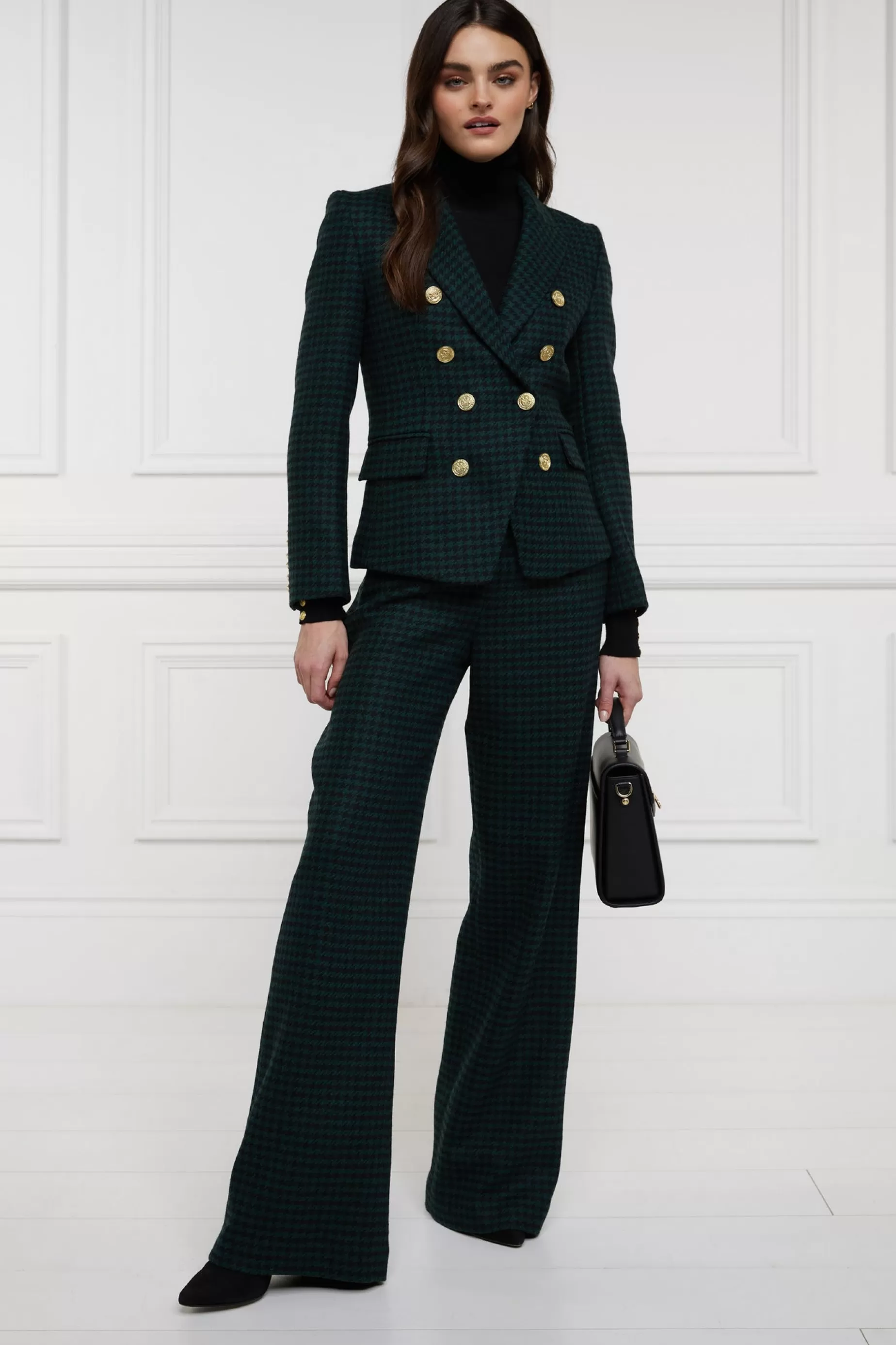 Holland Cooper Blazers | Jackets>Knightsbridge Blazer Emerald Houndstooth