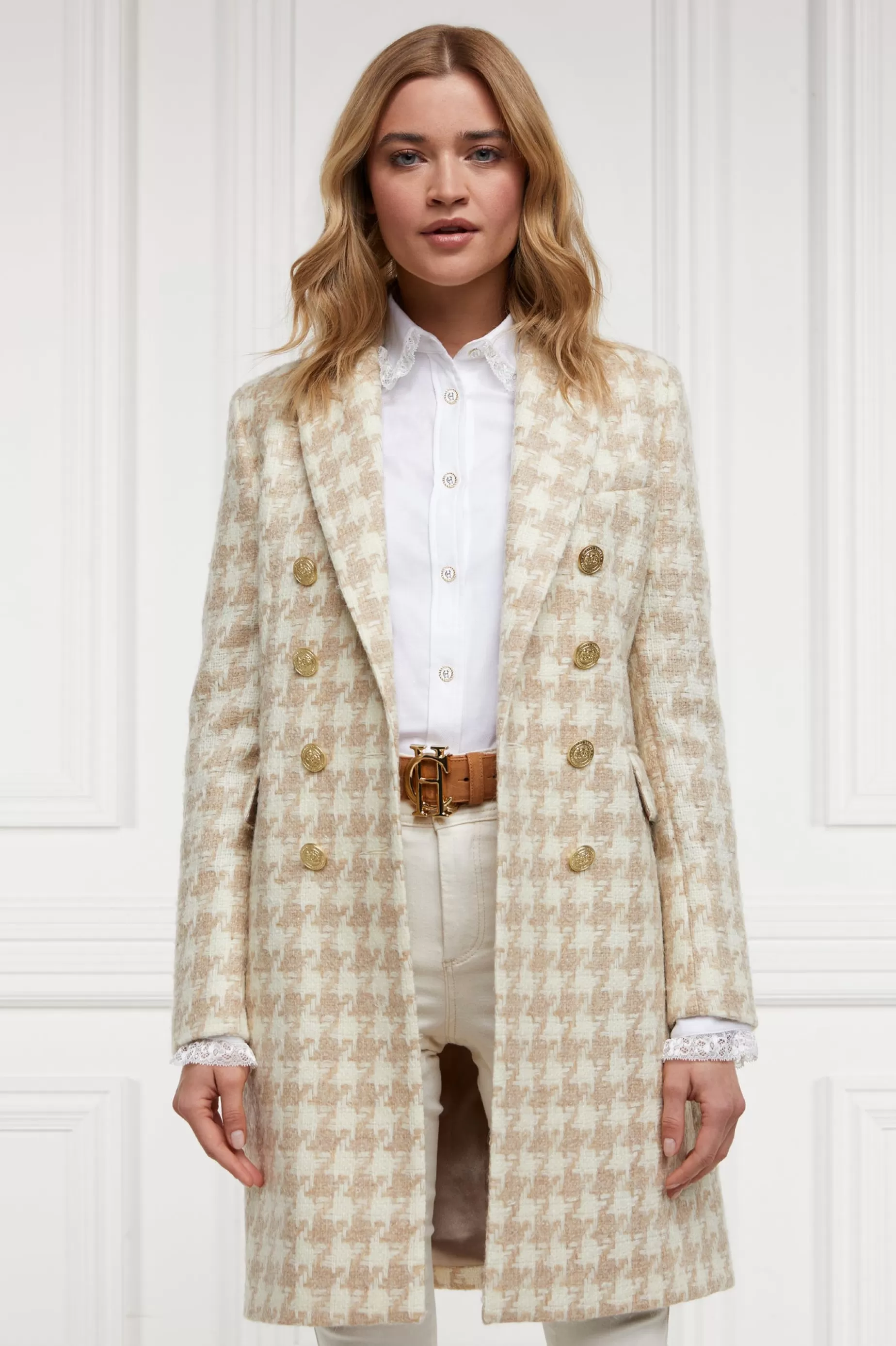 Holland Cooper Coats | In Stock Tailoring>Knightsbridge Coat Camel Houndstooth