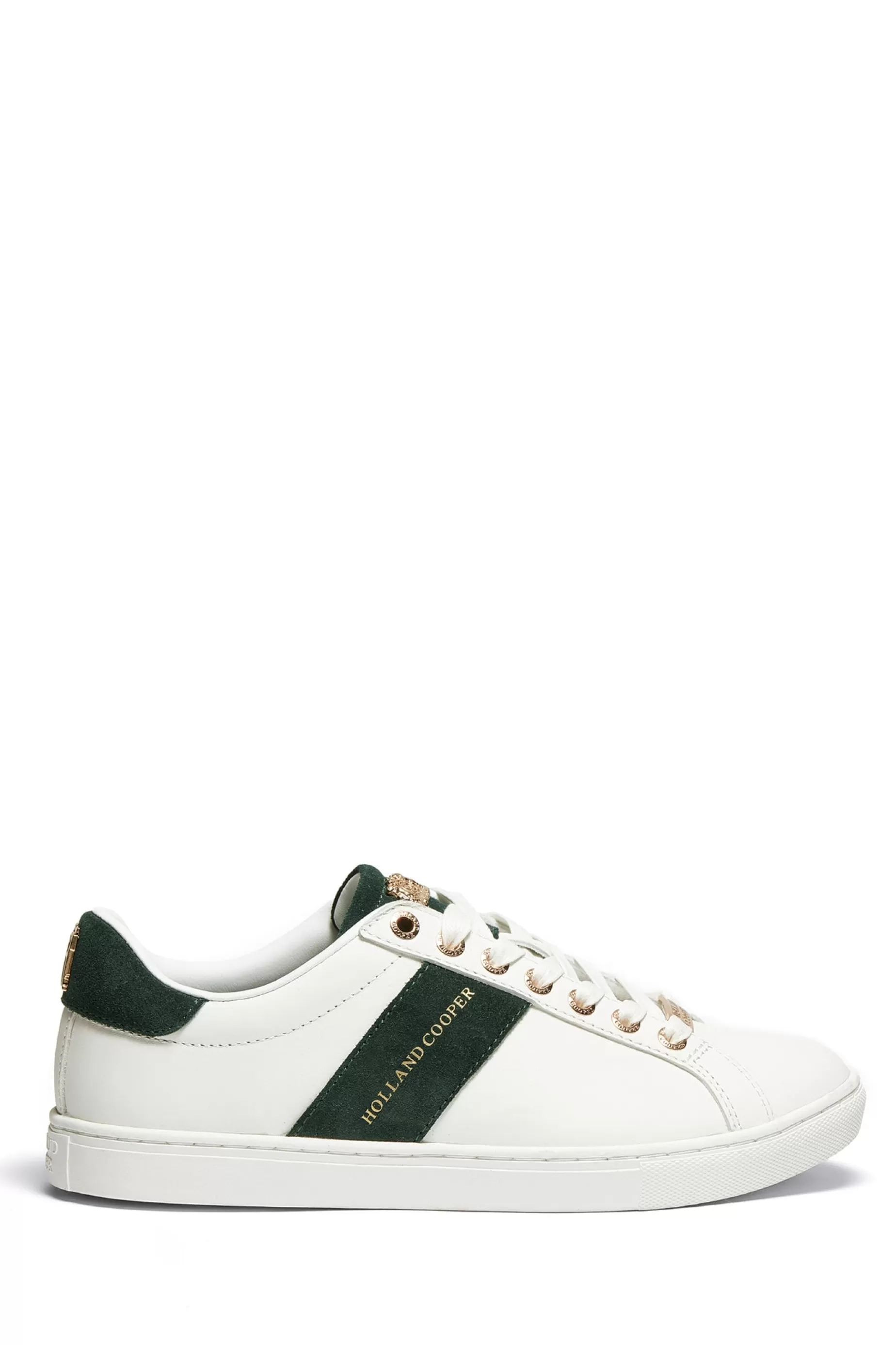 Holland Cooper Trainers | Bestsellers>Knightsbridge Court Trainer White Racing Green