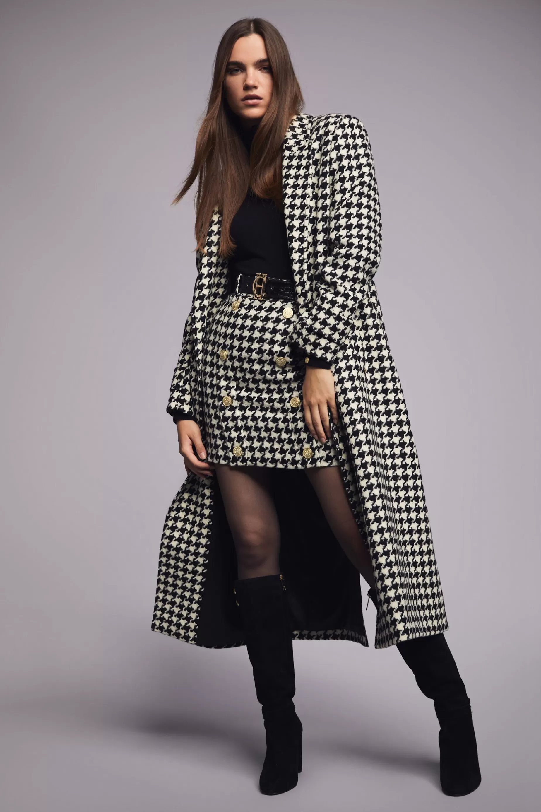 Holland Cooper Skirts>Knightsbridge Skirt Large Scale Houndstooth