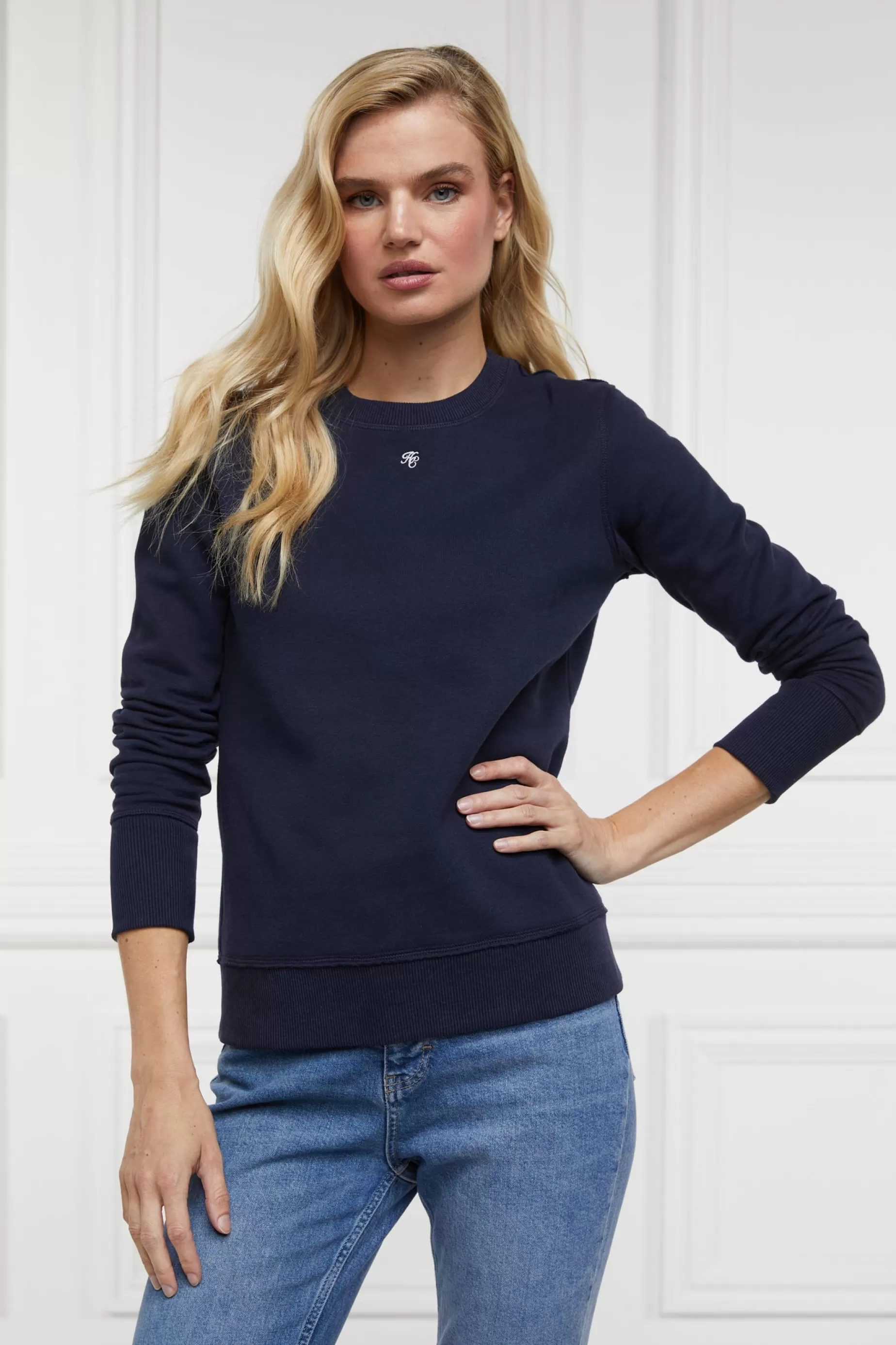 Holland Cooper Sweatshirts | Casualwear>Monogram Crew Neck Sweat Ink Navy