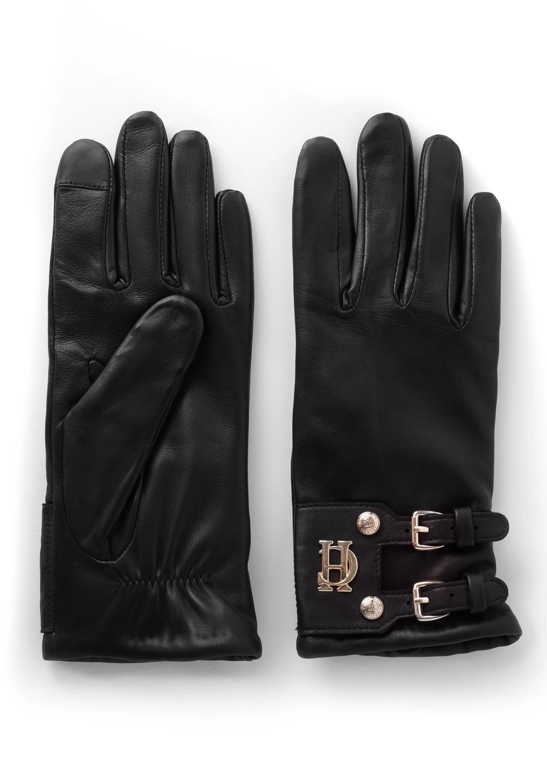 Holland Cooper Accessories | Shop Women>Monogram Leather Gloves Black