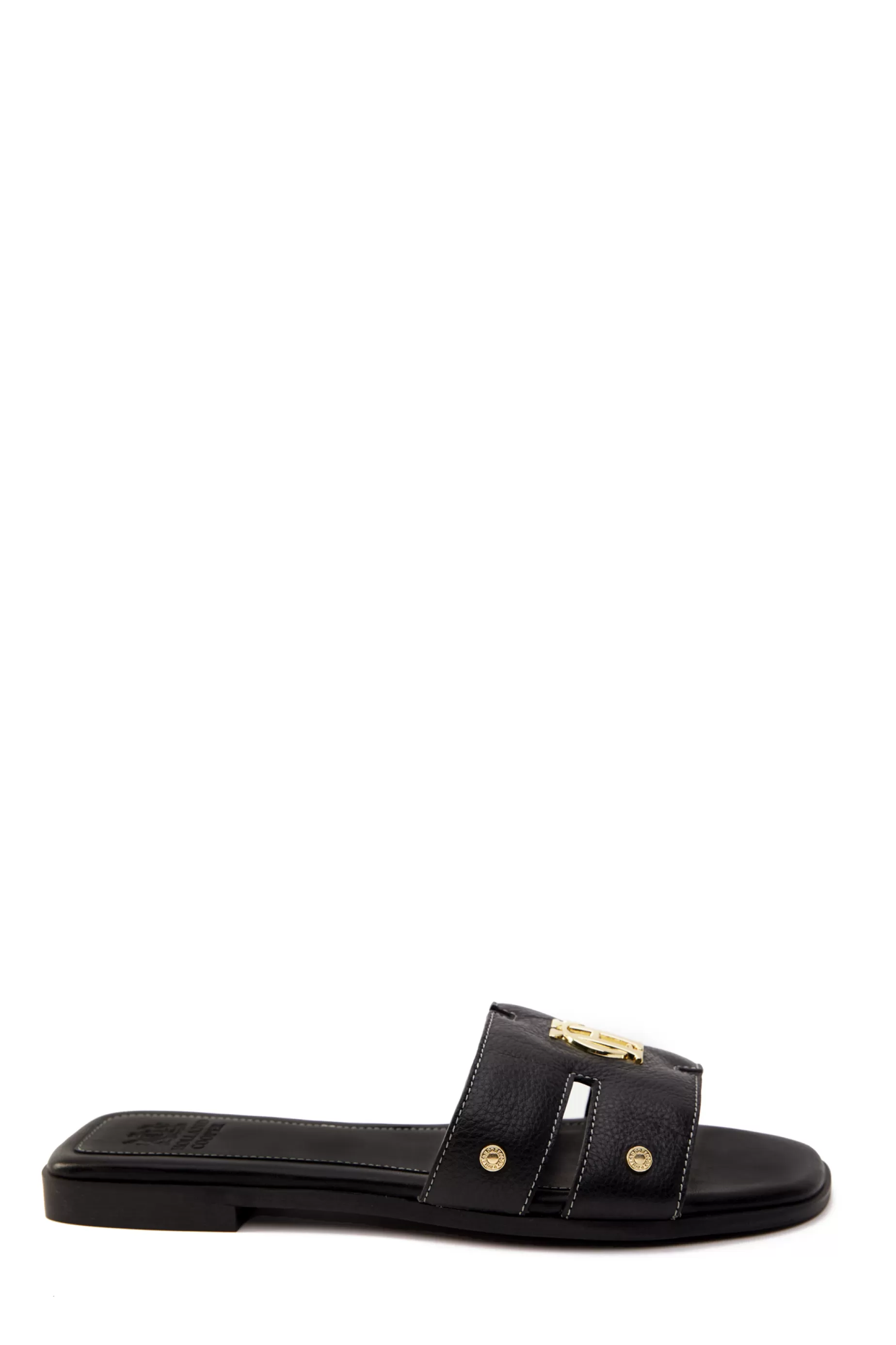 Holland Cooper Footwear | Sandals>Monogram Slides Black Leather