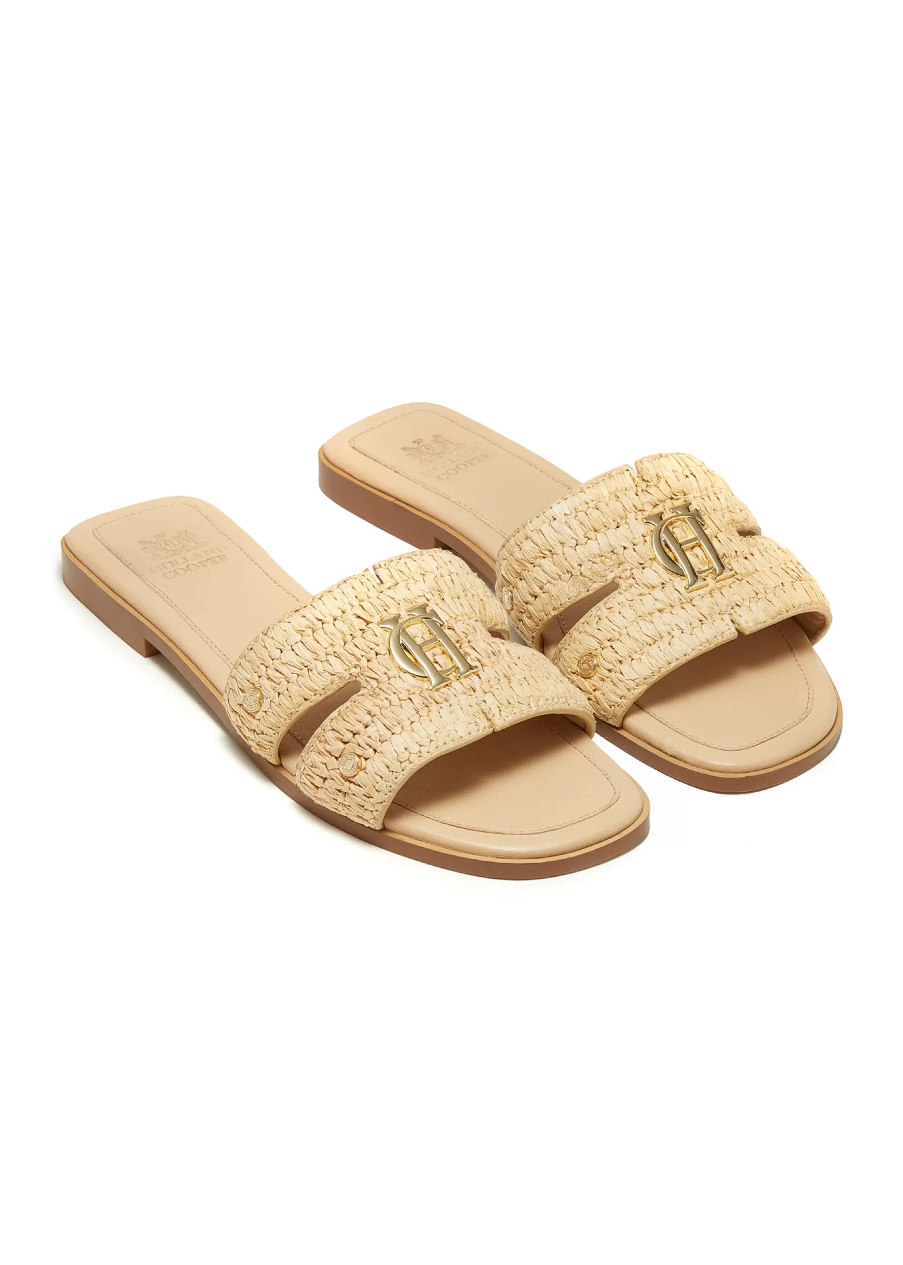 Holland Cooper Sandals | Footwear>Monogram Slides Natural Straw