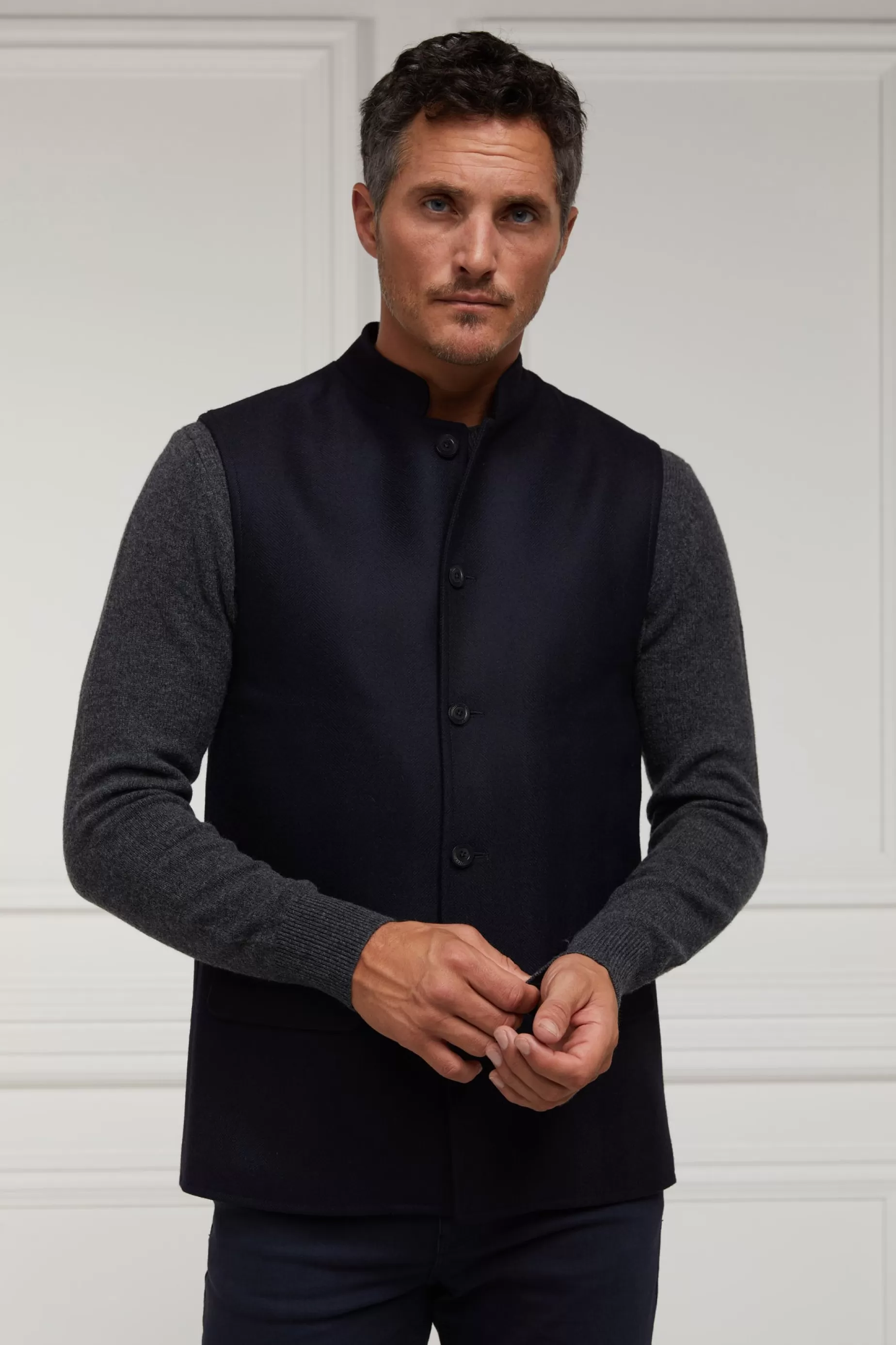 Holland Cooper Gifts For Him | Gilets>Nehru Gilet Navy Loxley