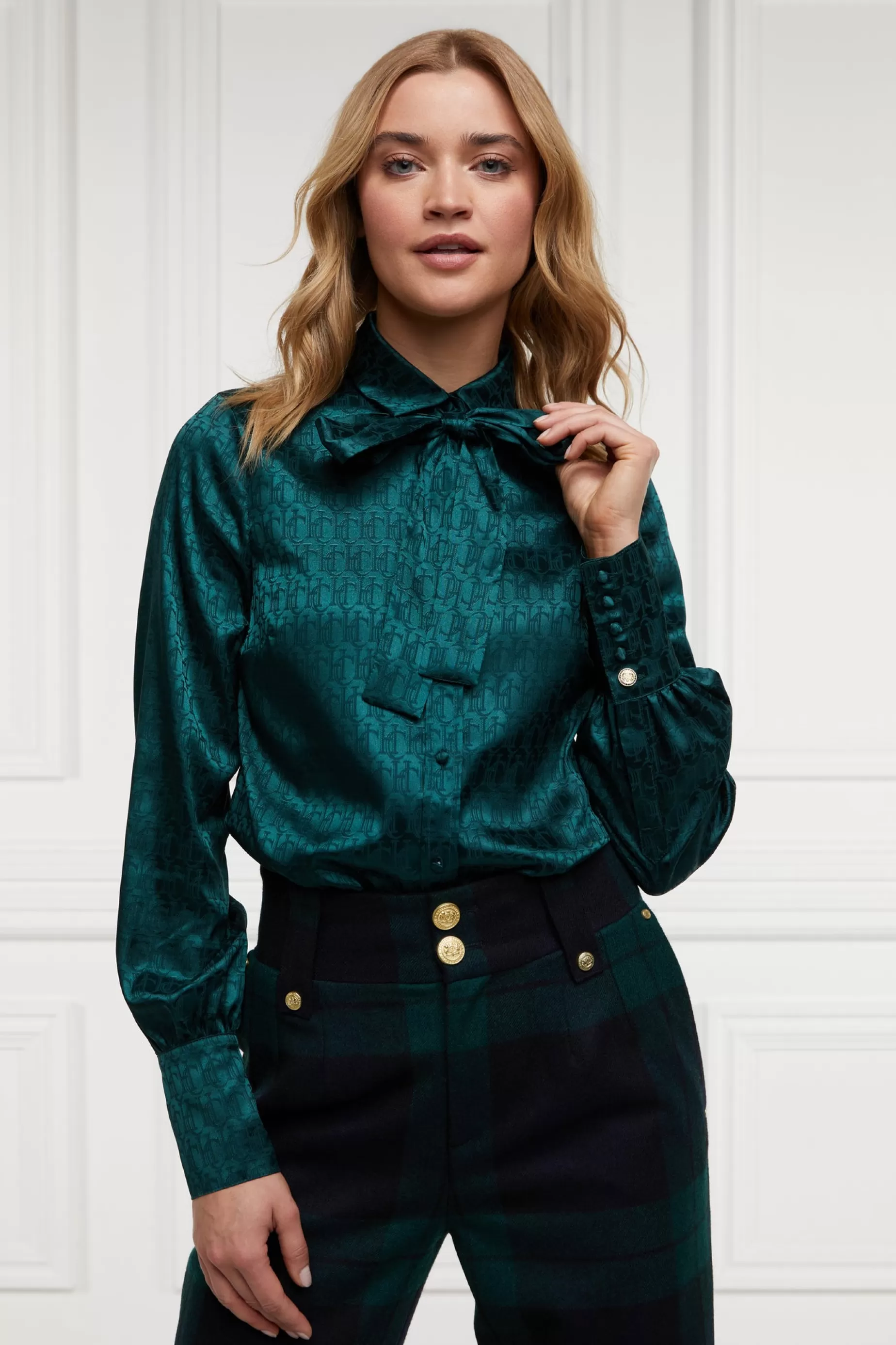 Holland Cooper Shirts & Blouses | Workwear Wardrobe>Penny Jacquard Shirt Emerald