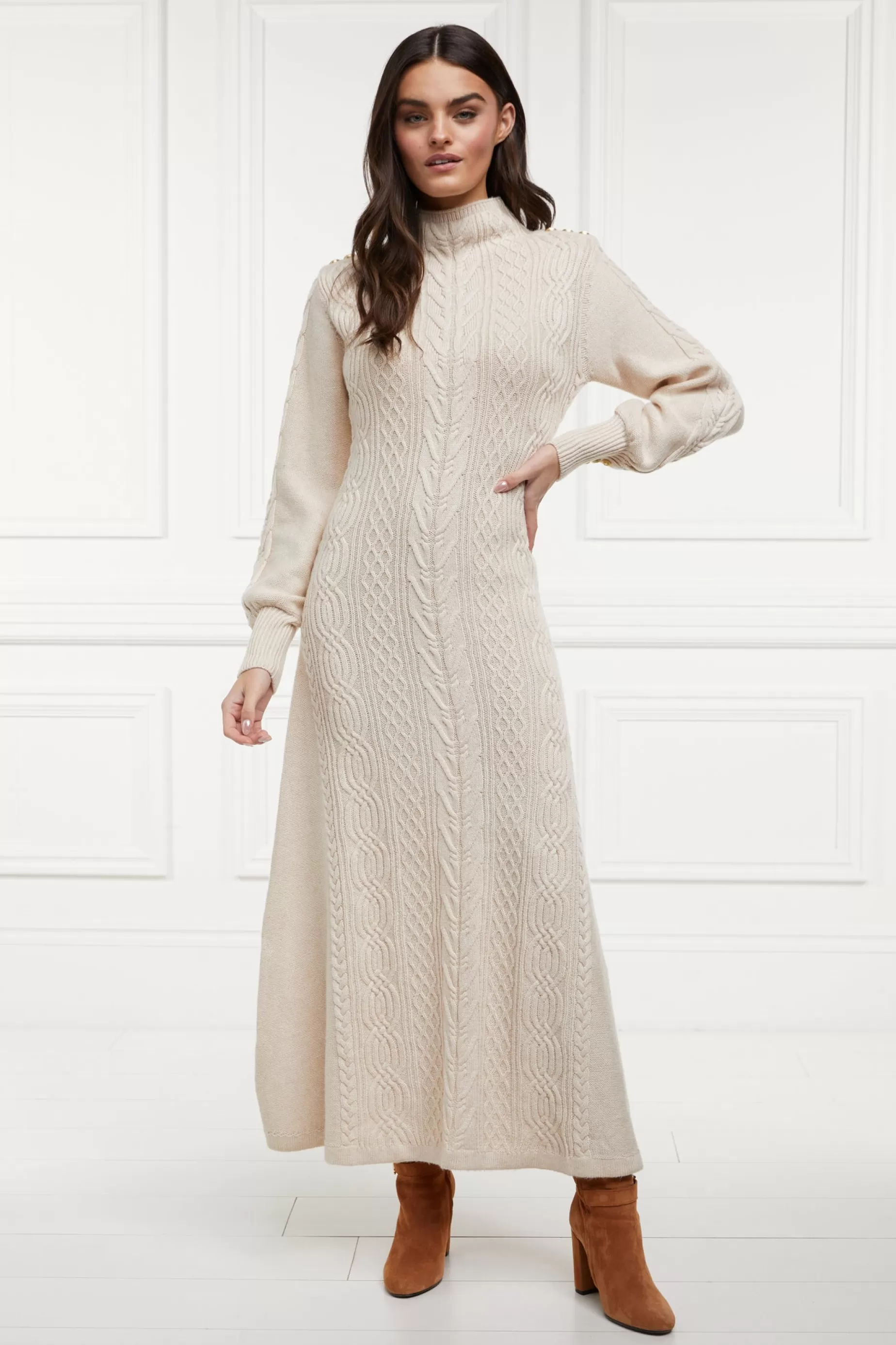 Holland Cooper Dresses | Knitwear>Rachel Maxi Dress Oatmeal