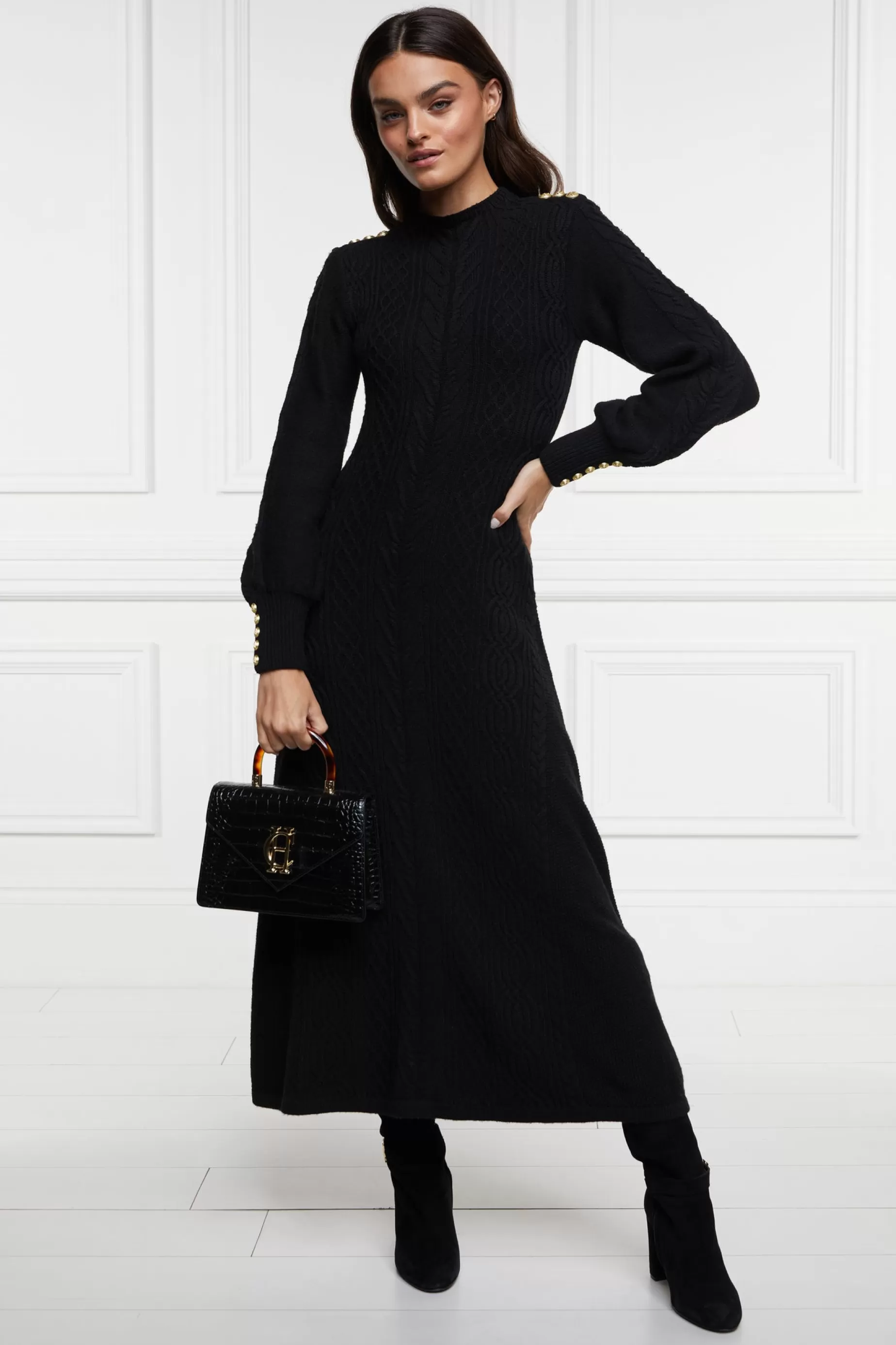 Holland Cooper Dresses | Knitwear>Rachel Maxi Dress Black