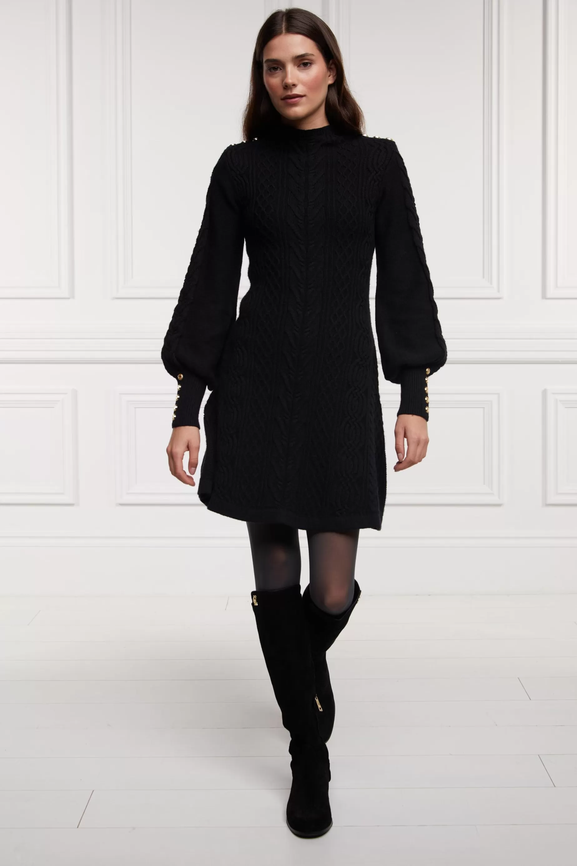 Holland Cooper Knitwear | Dresses>Rachel Mini Dress Black