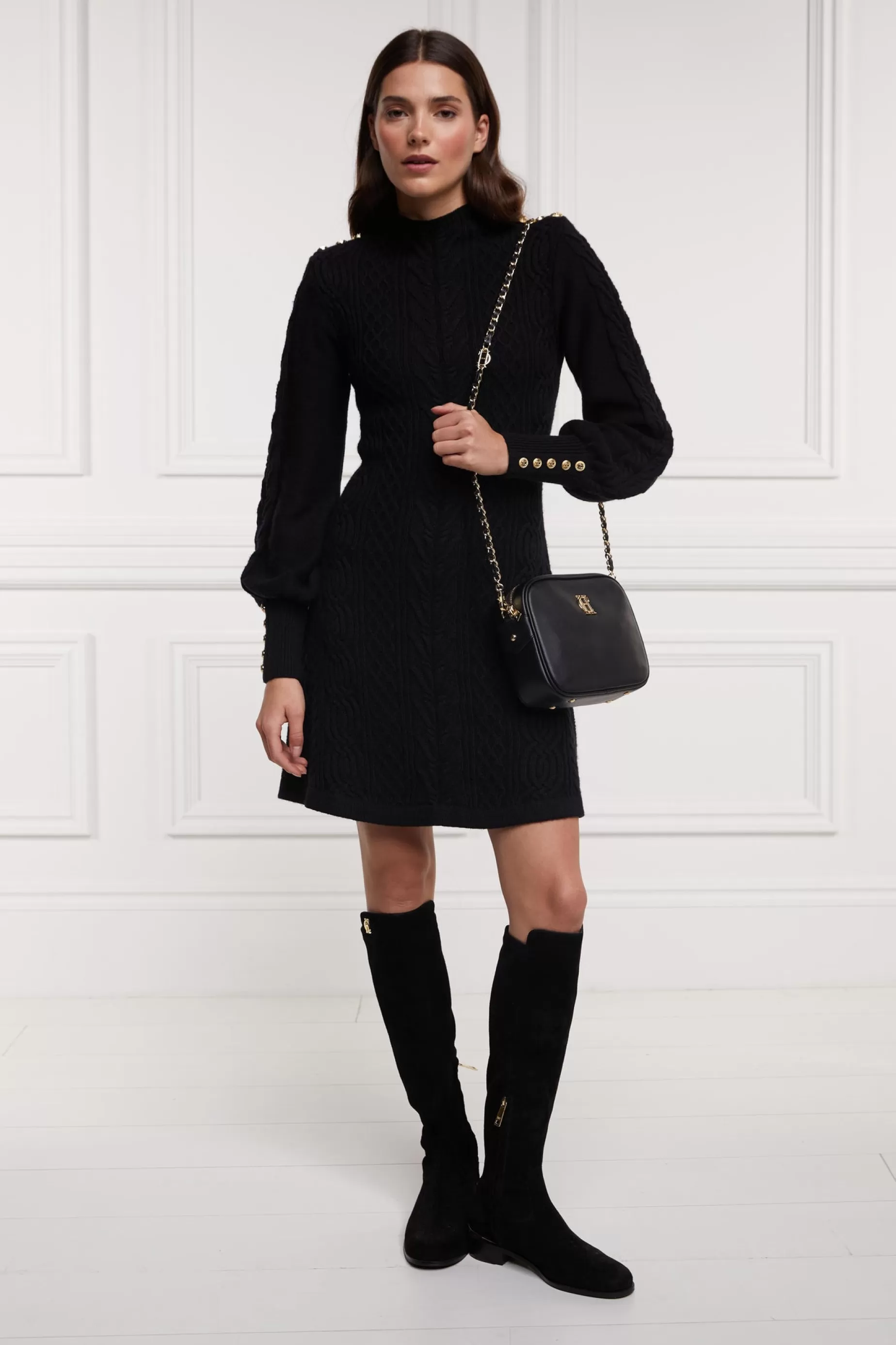 Holland Cooper Knitwear | Dresses>Rachel Mini Dress Black