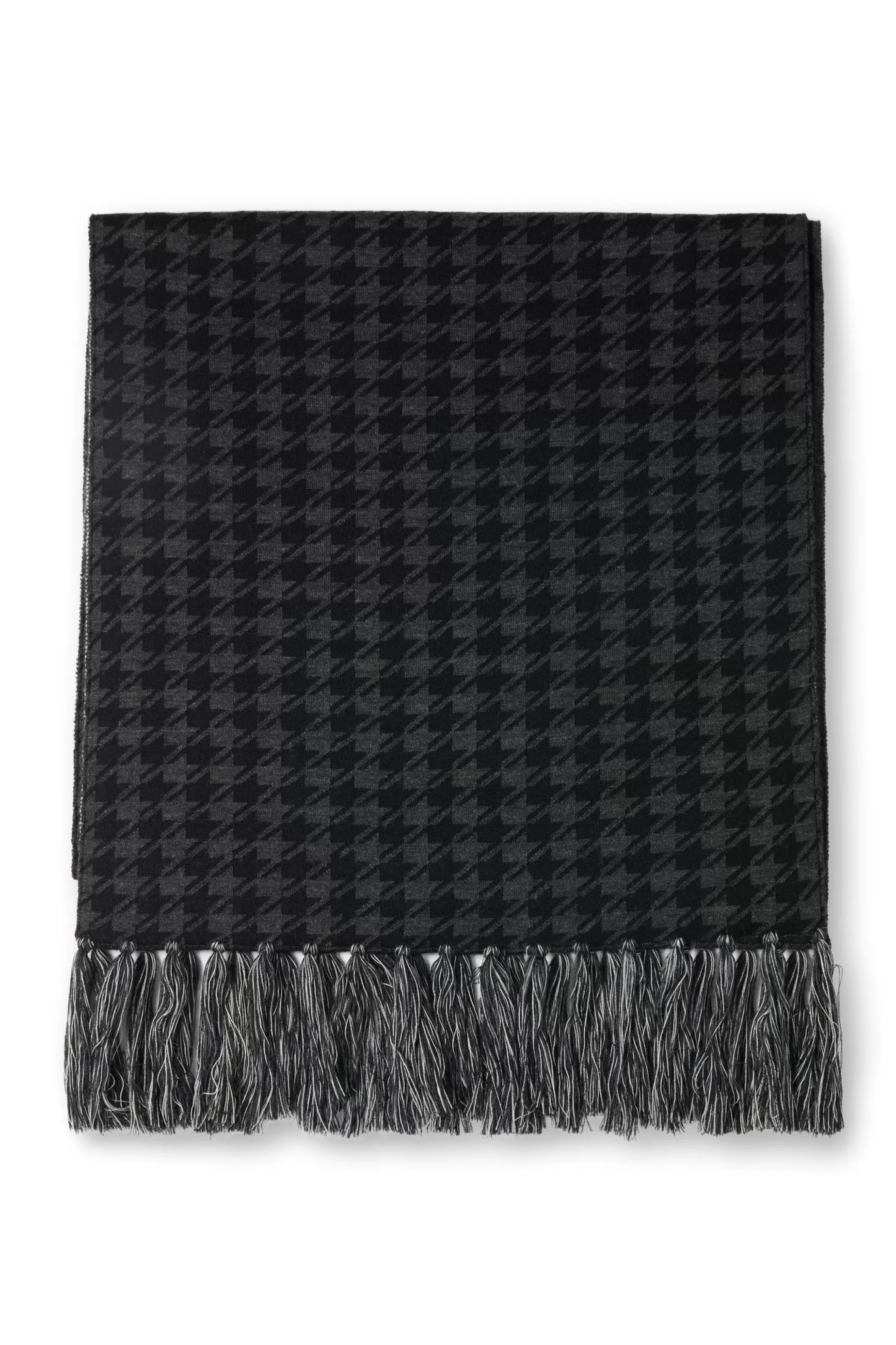 Holland Cooper Scarves | Scarves>Reversible Monogram Scarf Charcoal Houndstooth