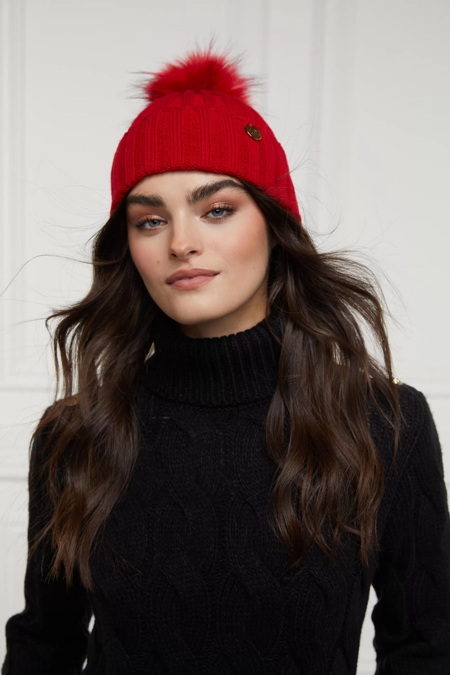 Holland Cooper Hats & Headbands | Hats & Headbands>Rib Bobble Hat Red