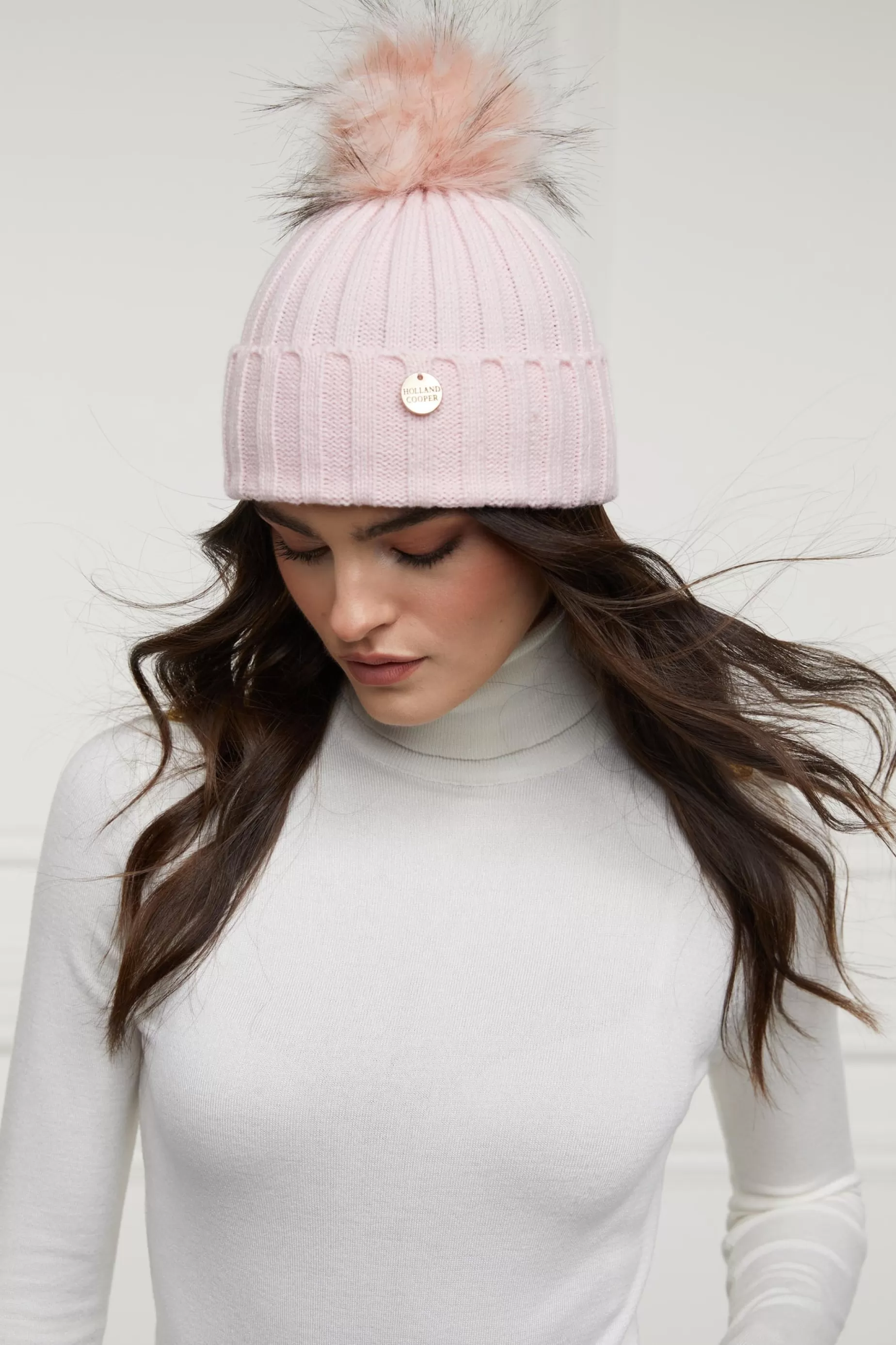 Holland Cooper Hats & Headbands | Hats & Headbands>Rib Bobble Hat Pink