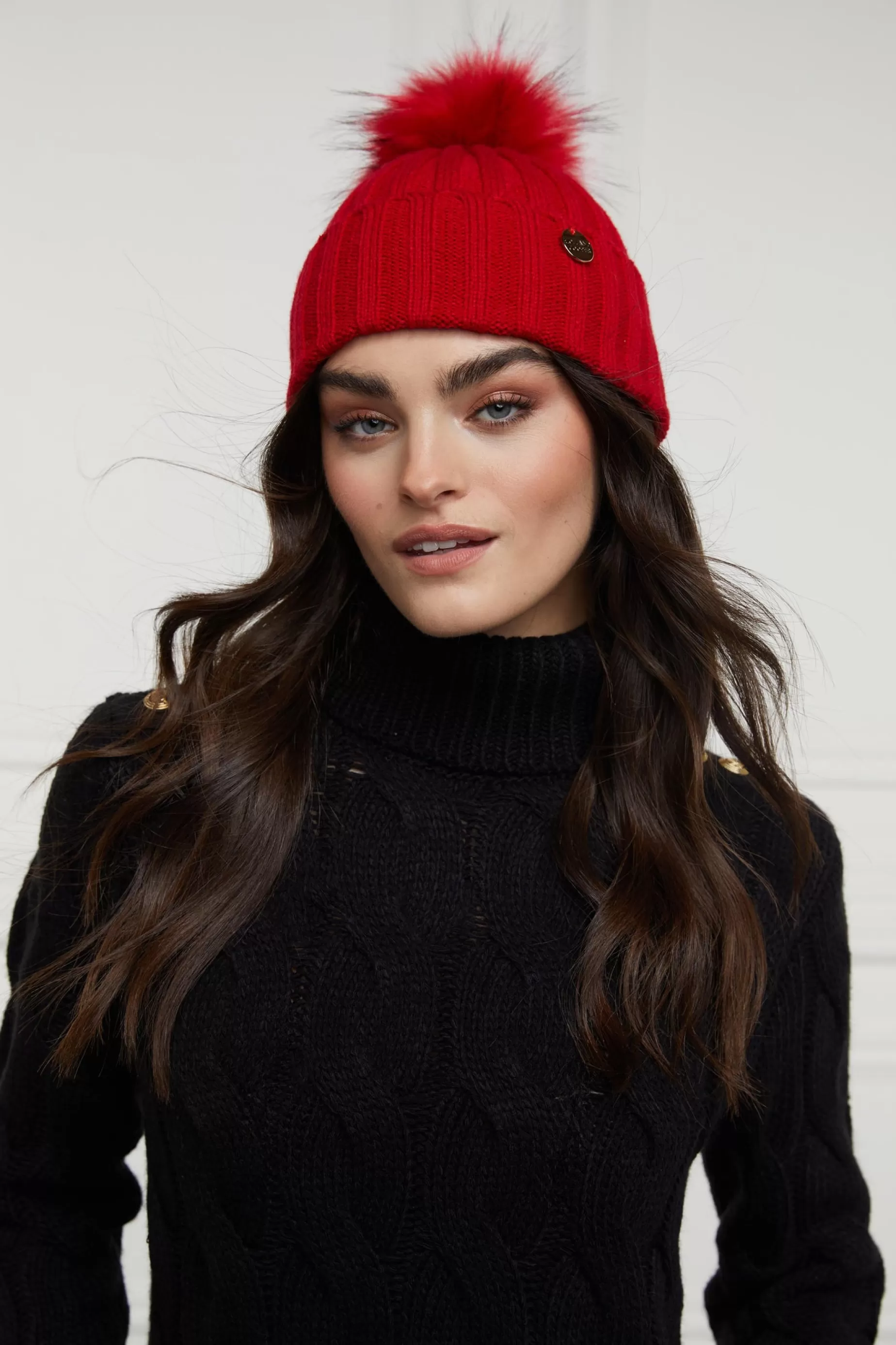 Holland Cooper Hats & Headbands | Hats & Headbands>Rib Bobble Hat Red