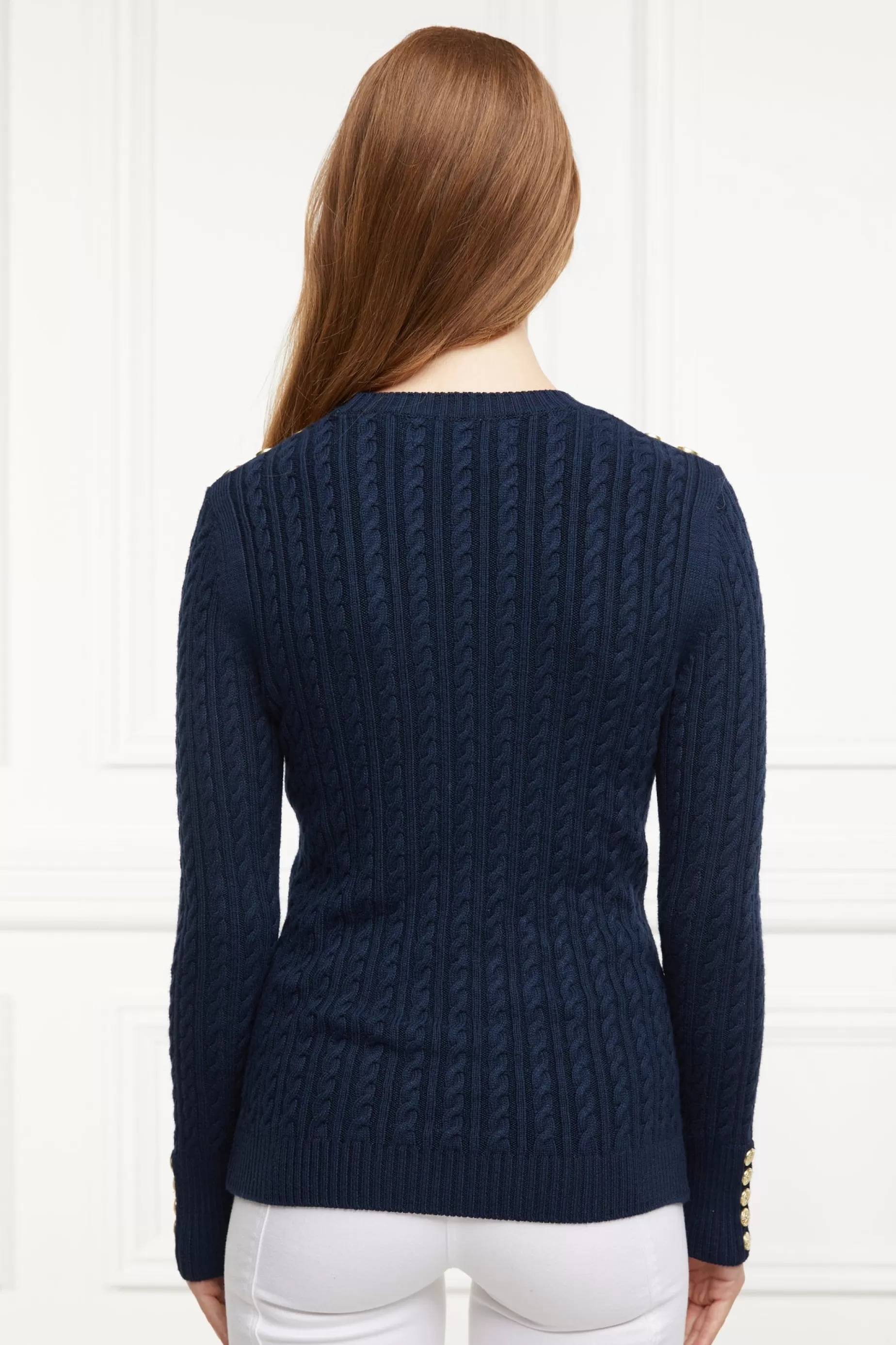 Holland Cooper Knitwear | Bump Friendly Collection>Seattle Cable Crew Knit Ink Navy