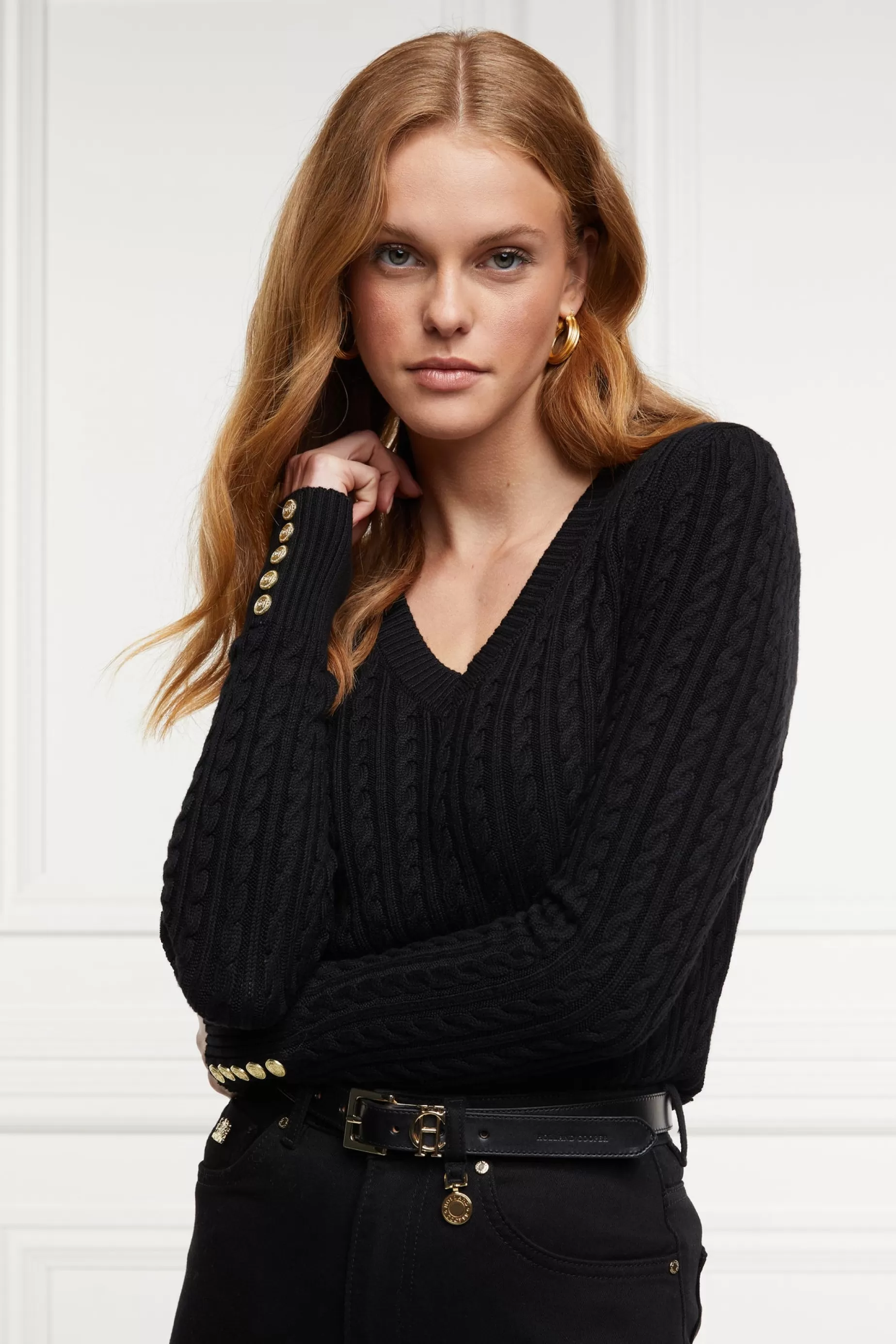 Holland Cooper Knitwear | Bump Friendly Collection>Seattle V-Neck Knit Black