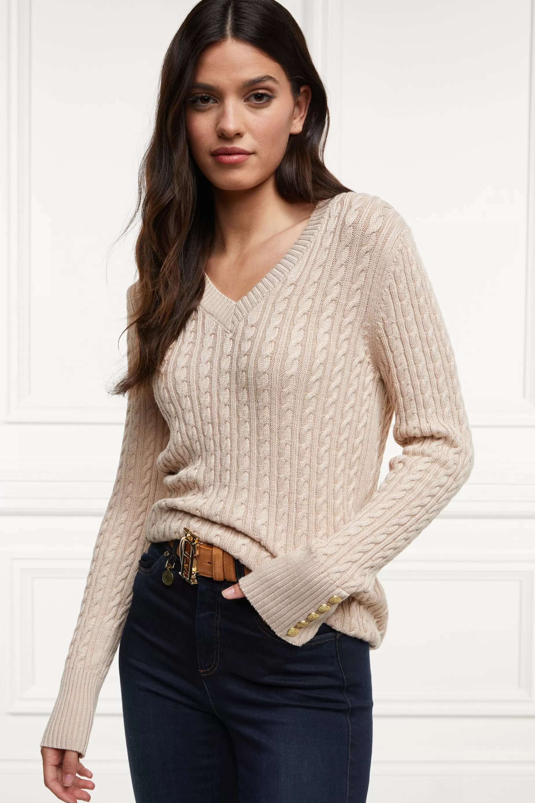 Holland Cooper Knitwear | Wardrobe Staples>Seattle V-Neck Knit Oatmeal