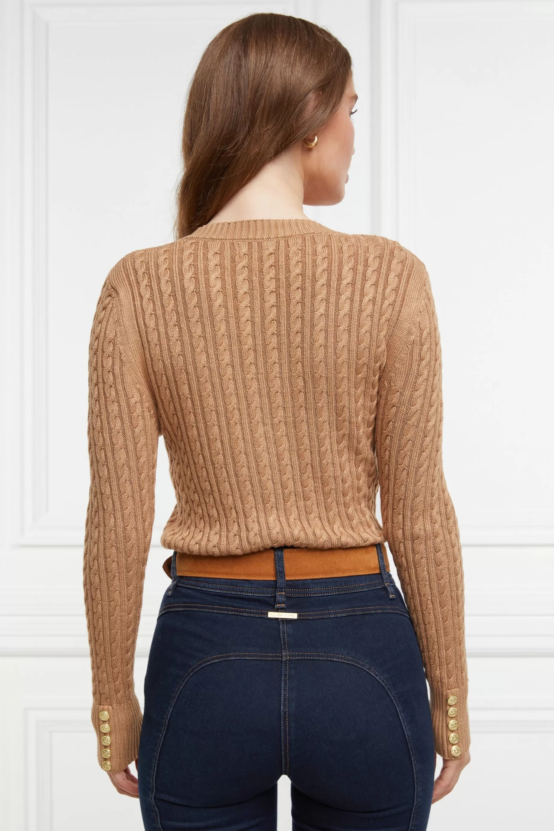 Holland Cooper Knitwear | Wardrobe Staples>Seattle V-Neck Knit Dark Camel