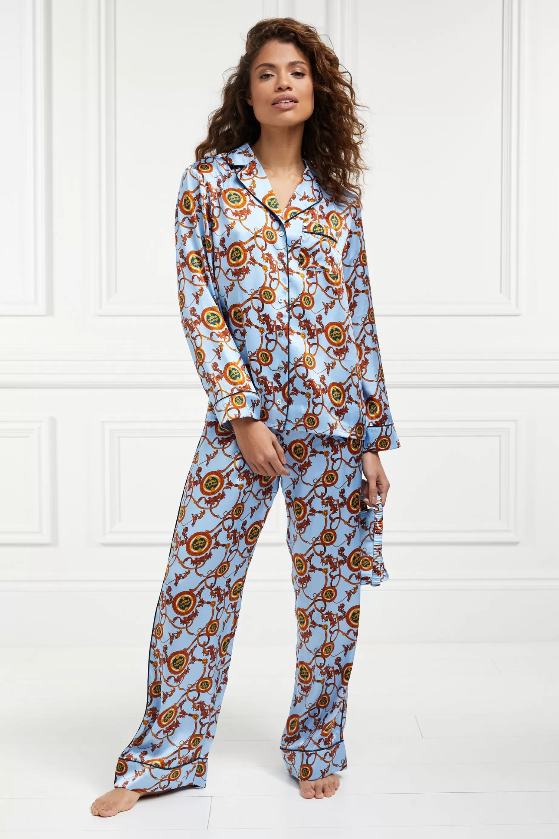 Holland Cooper Sleepwear>Silk Pyjama Trouser Sky Blue